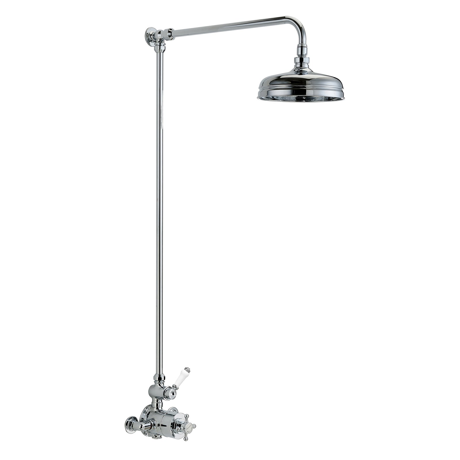 Tenix One Way 8" Traditional Thermostatic Shower Valve With Brass Slider Rail