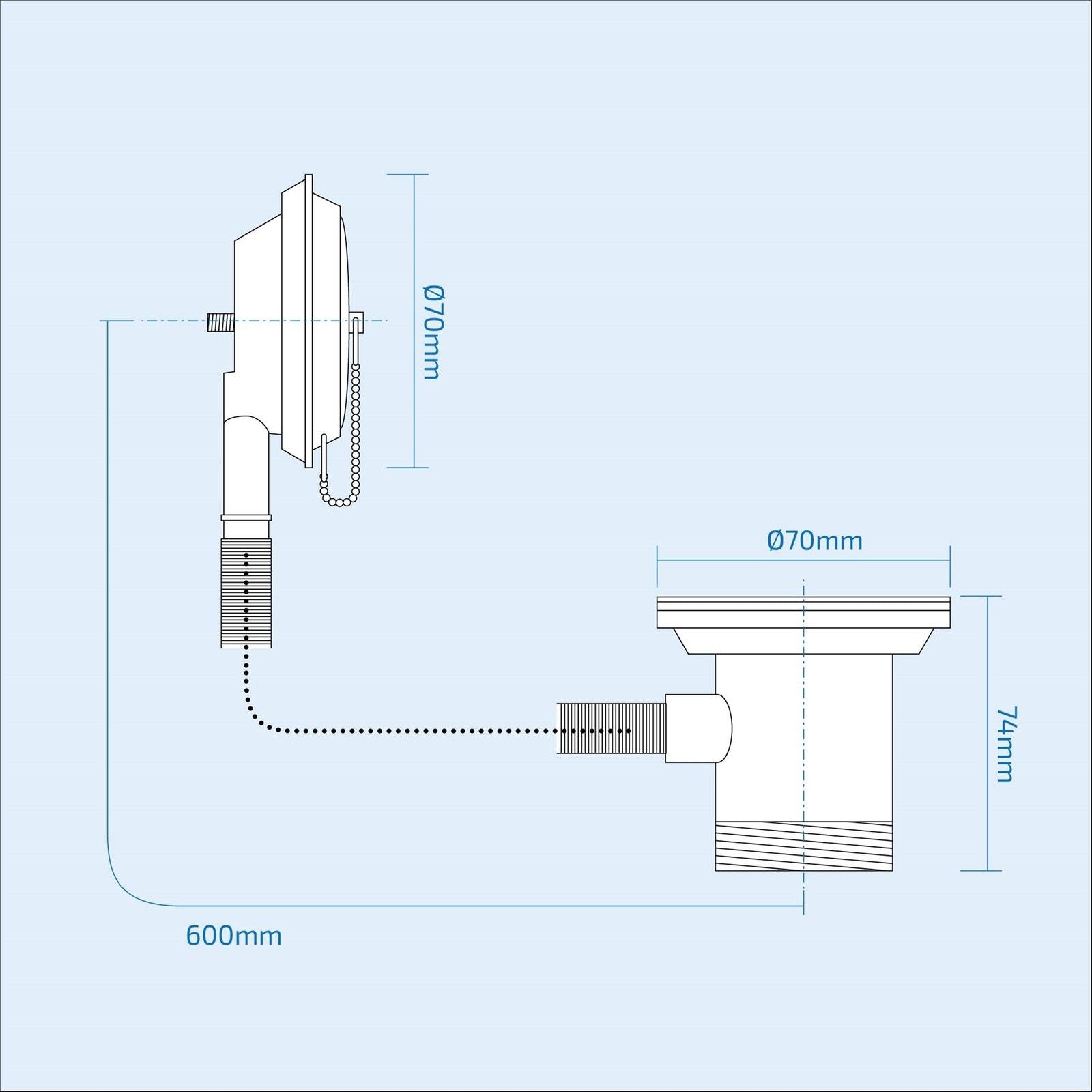 Retainer Bath Waste & Overflow With Brass Plug & Link Chain Chrome