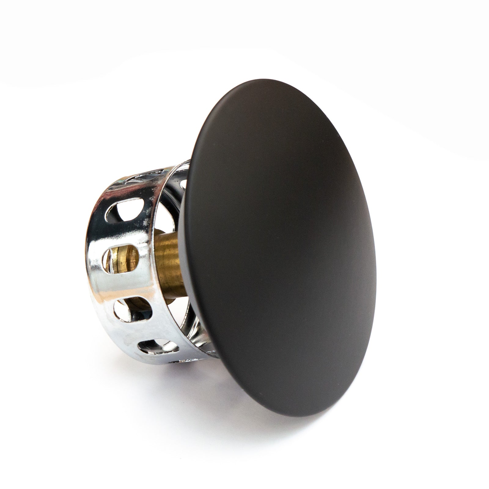 Round Bath & Sprung Waste With Minimalist Overflow Black Finish