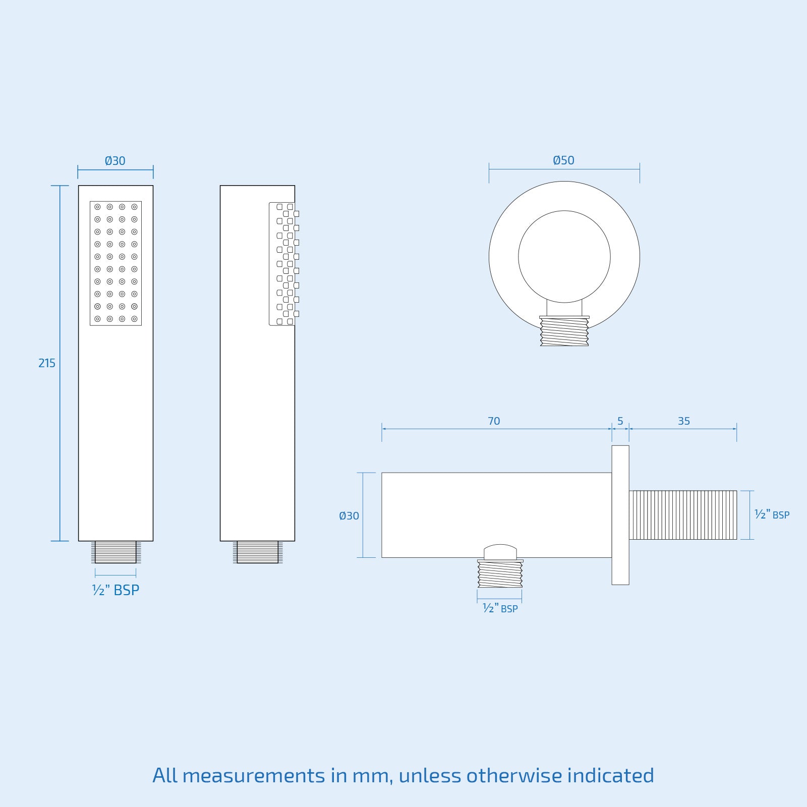 Voilet 2 Dial 2 Way Round Concealed Thermostatic Mixer Valve, Shower Head & Handset Matte Black