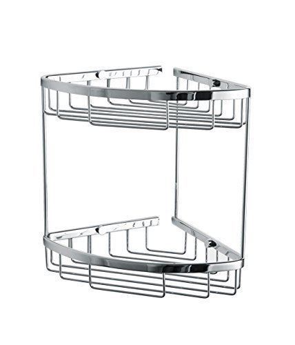 Corner Chrome Shower Caddy Double Shelf Basket Rack Storage