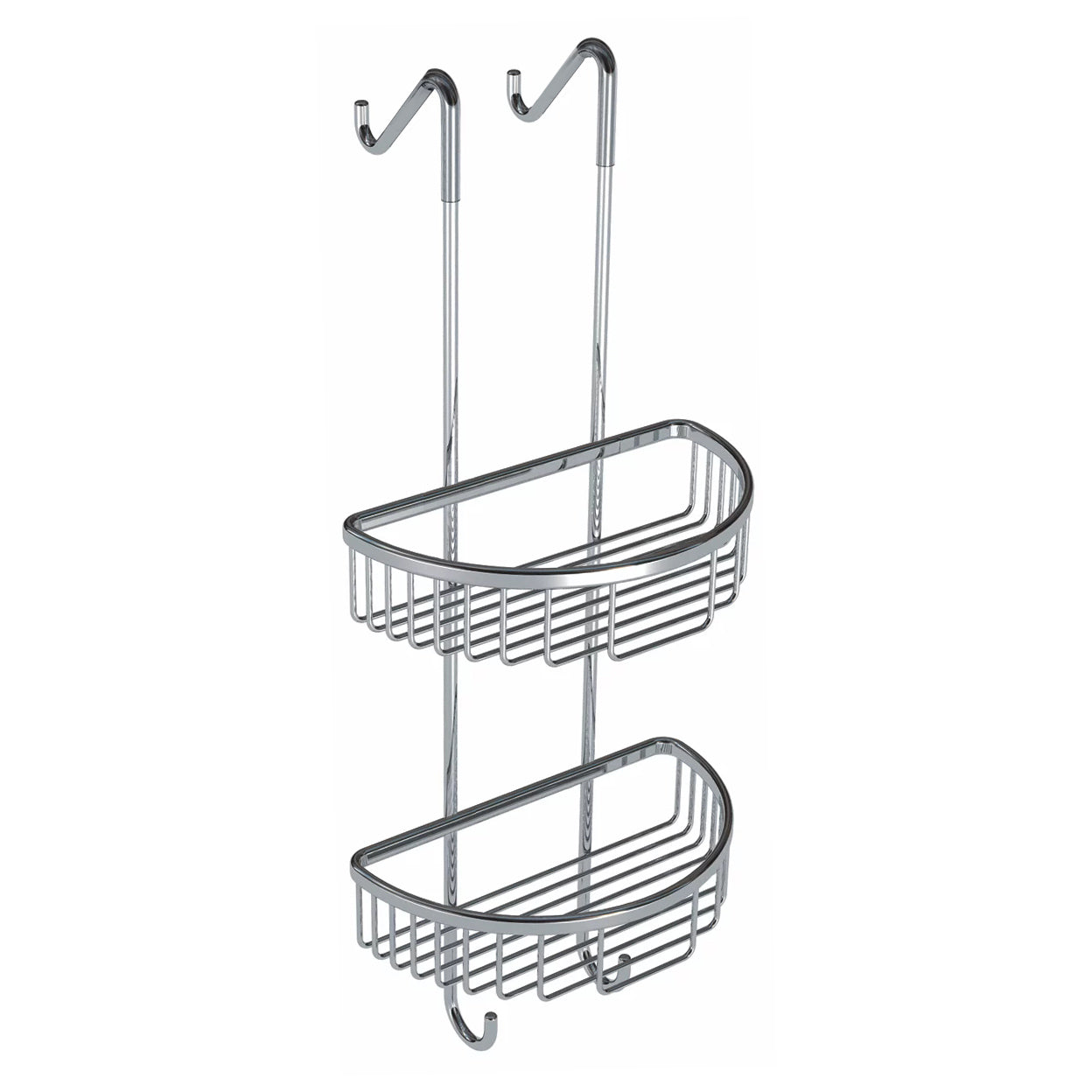 2 Tier Double Stainless Steel Caddy Shelf Wire Rack Storage Basket