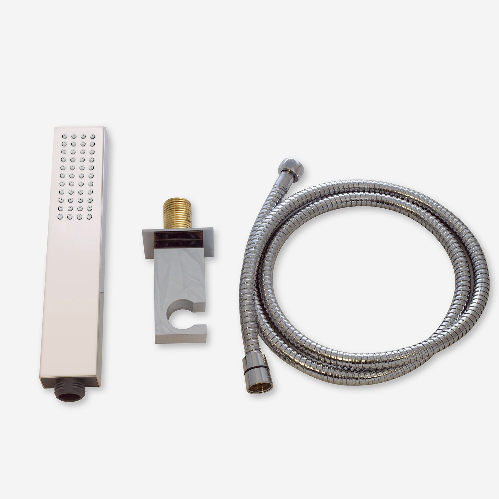 Stanmore Chrome Rectangular Shower Handset Kit & 1.5m Hose, Adjustable Bracket