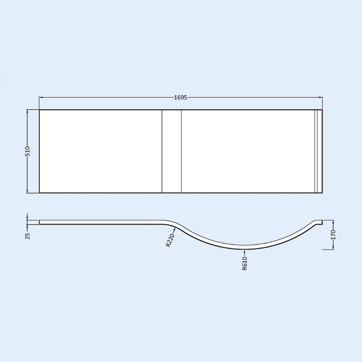 P-Shaped Left Hand Bath Set, Screen, Rimless Toilet, 550mm Freestanding Vanity, Taps & Shower