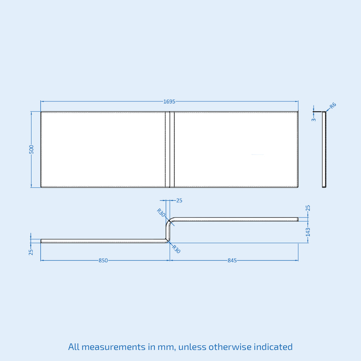 1700mm L Shaped LH Bath With Screen & Panels, Full Pedestal Basin With Toilet