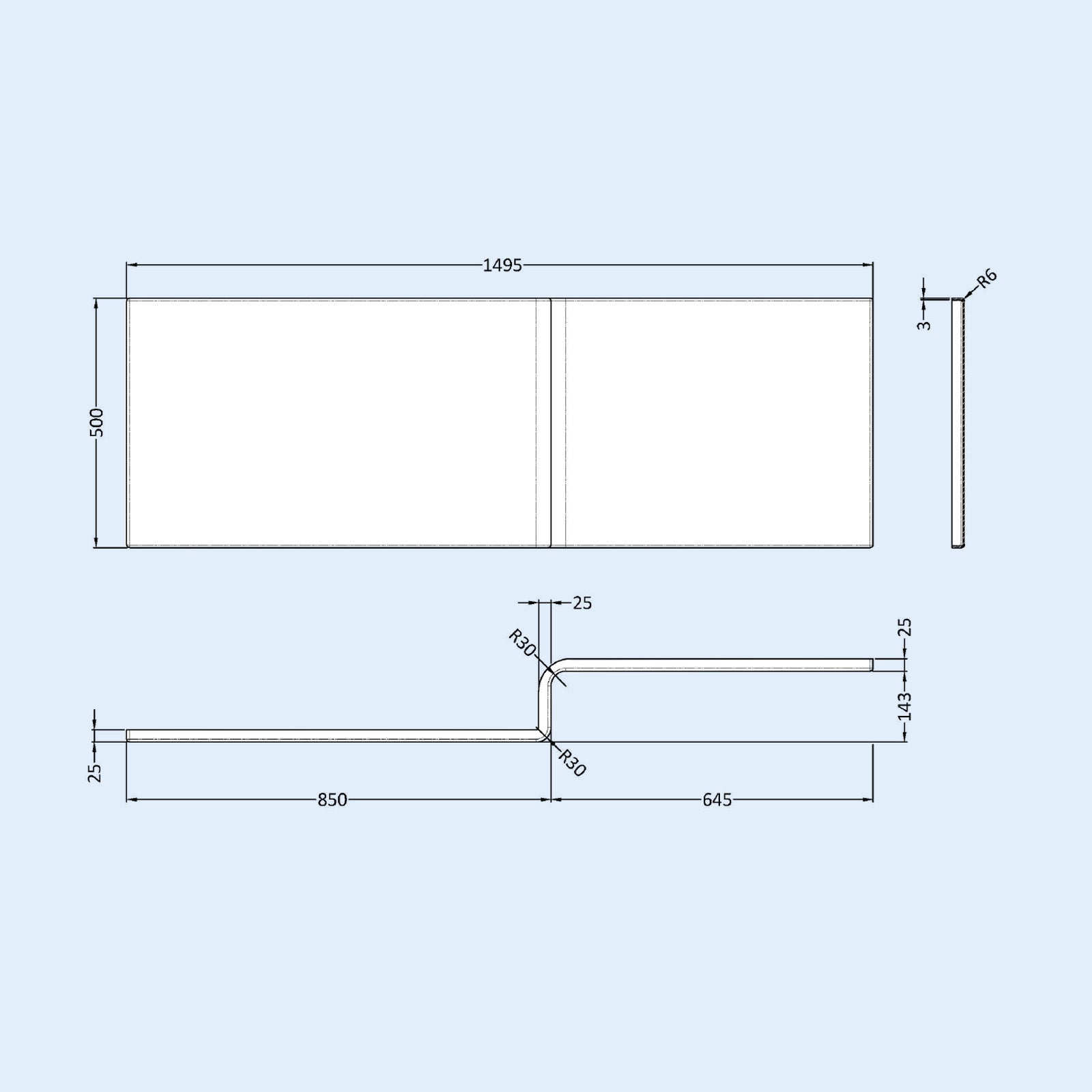 1500mm RH L Shaped Bathroom Suite, Front Panel & Screen With Vanity & Toilet