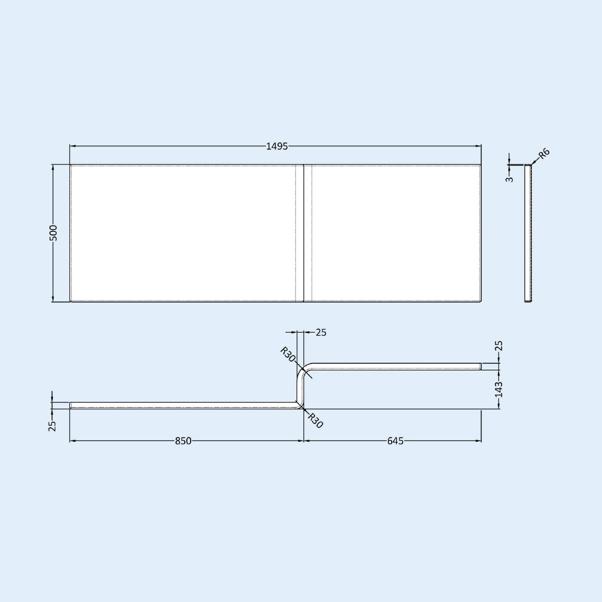 1500mm LH L Shaped Bathroom Suite, Front Panel & Screen With Vanity & Toilet
