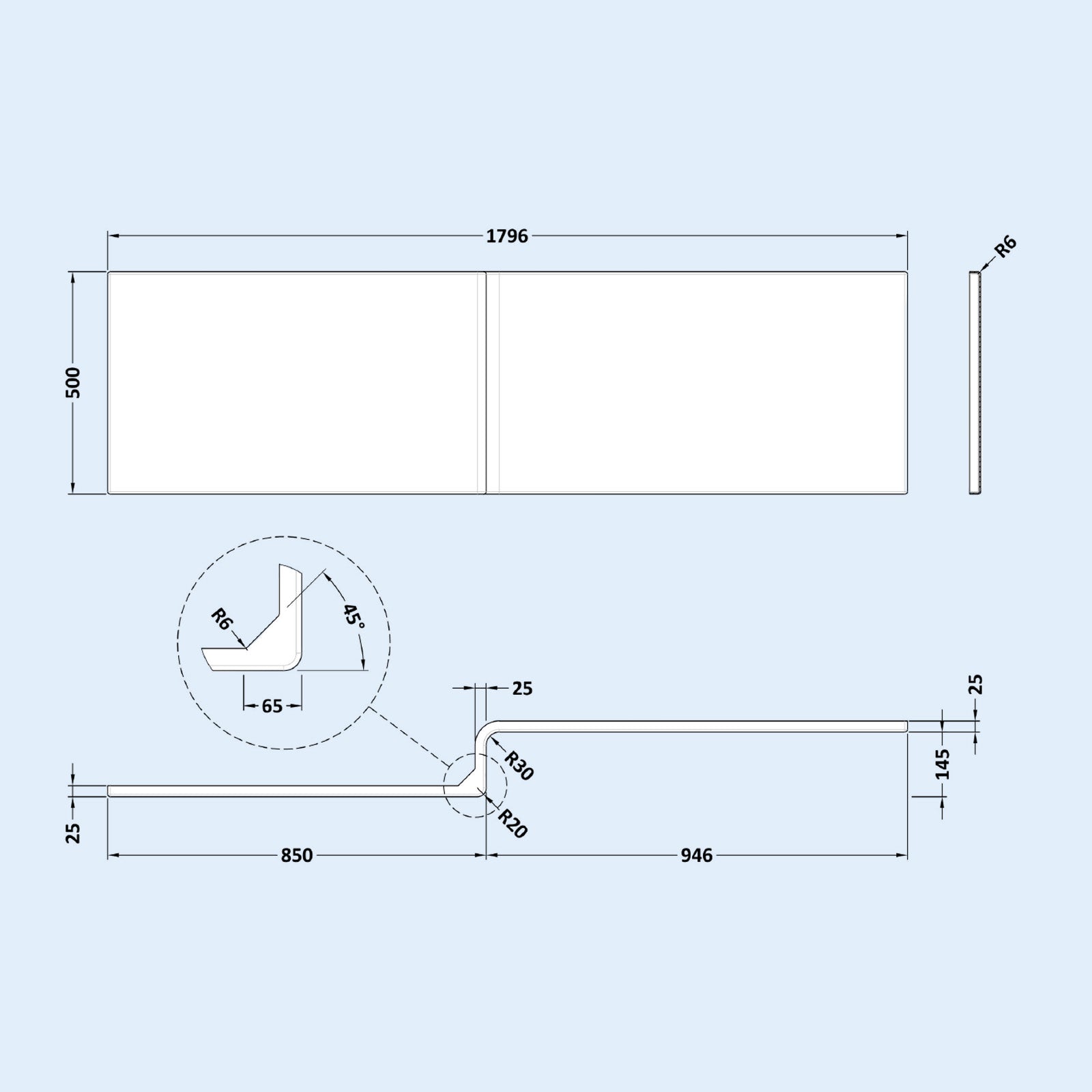 1800mm LH L Shaped Bath, Front Panel, Screen With 500mm Vanity & Toilet