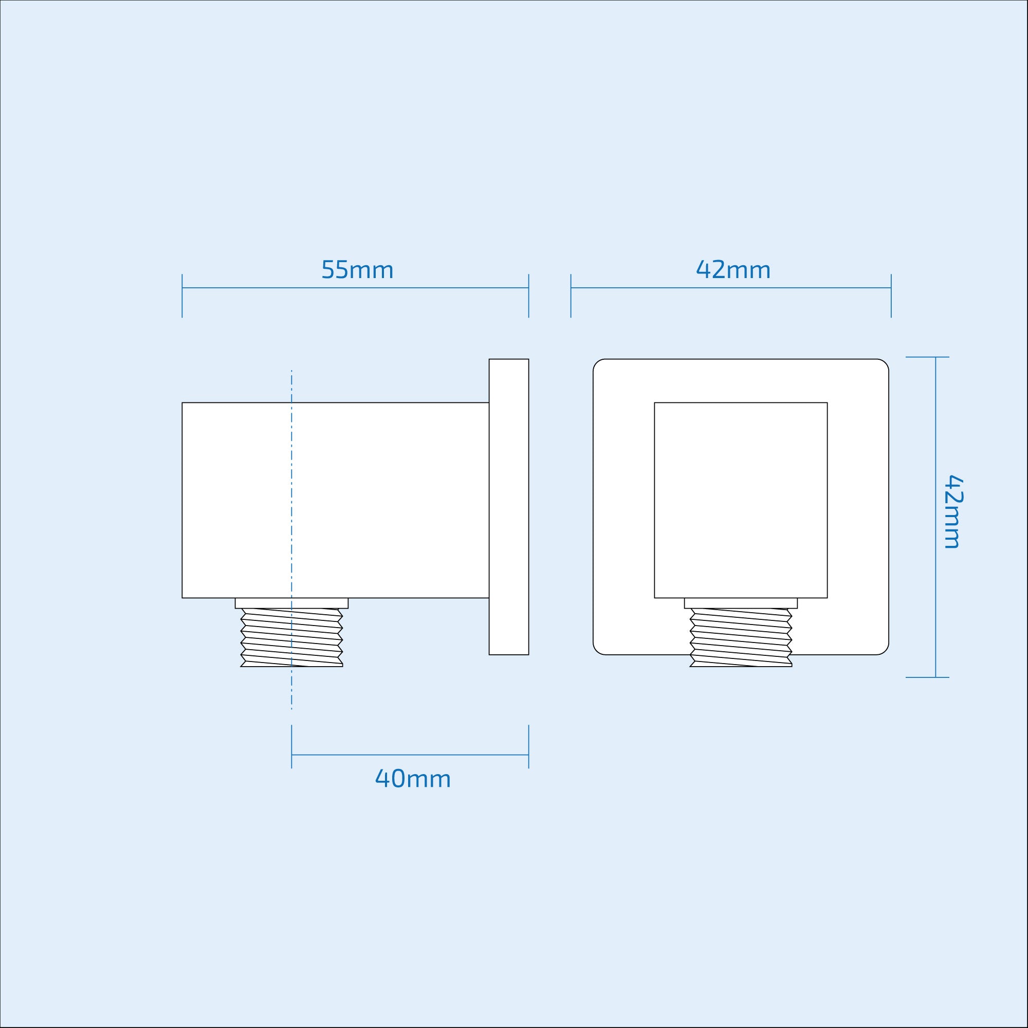 Wall Outlet Square Elbow Hose Connector Chrome