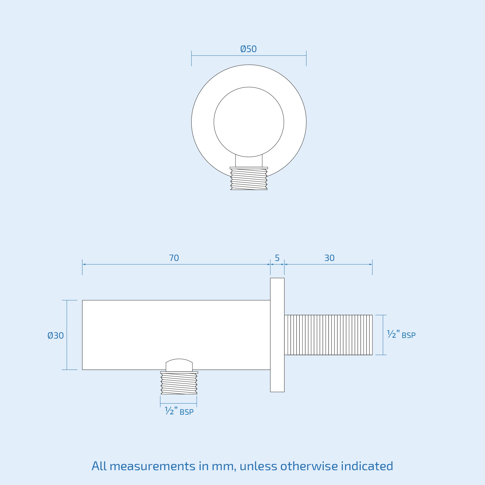 Lilly 2 Way Round Concealed Thermostatic Shower Mixer, Slim Shower Head & Handset