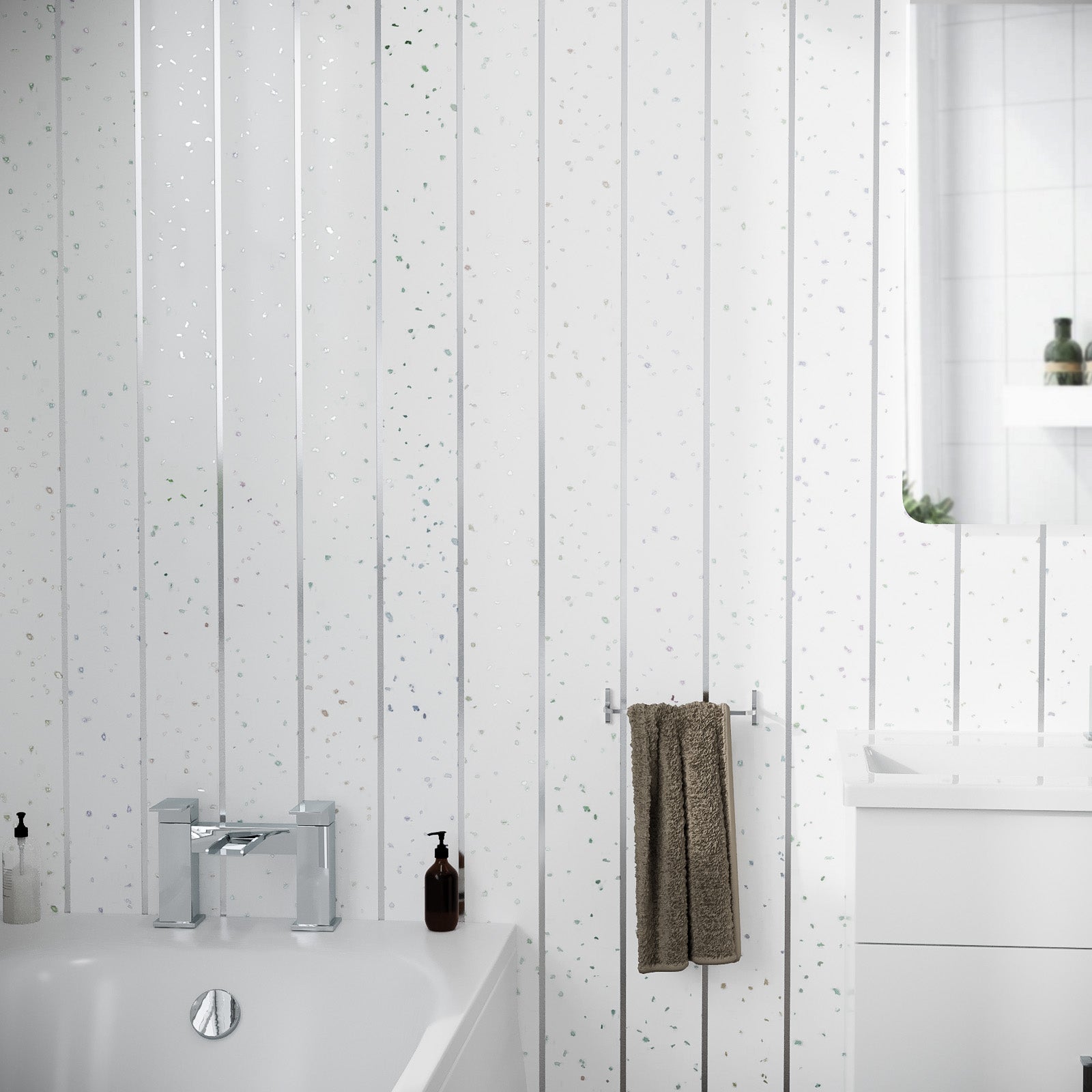 PVC Panel  White Galaxy Silver 200mm x 2700mm x 6mm (Pack Of 5)