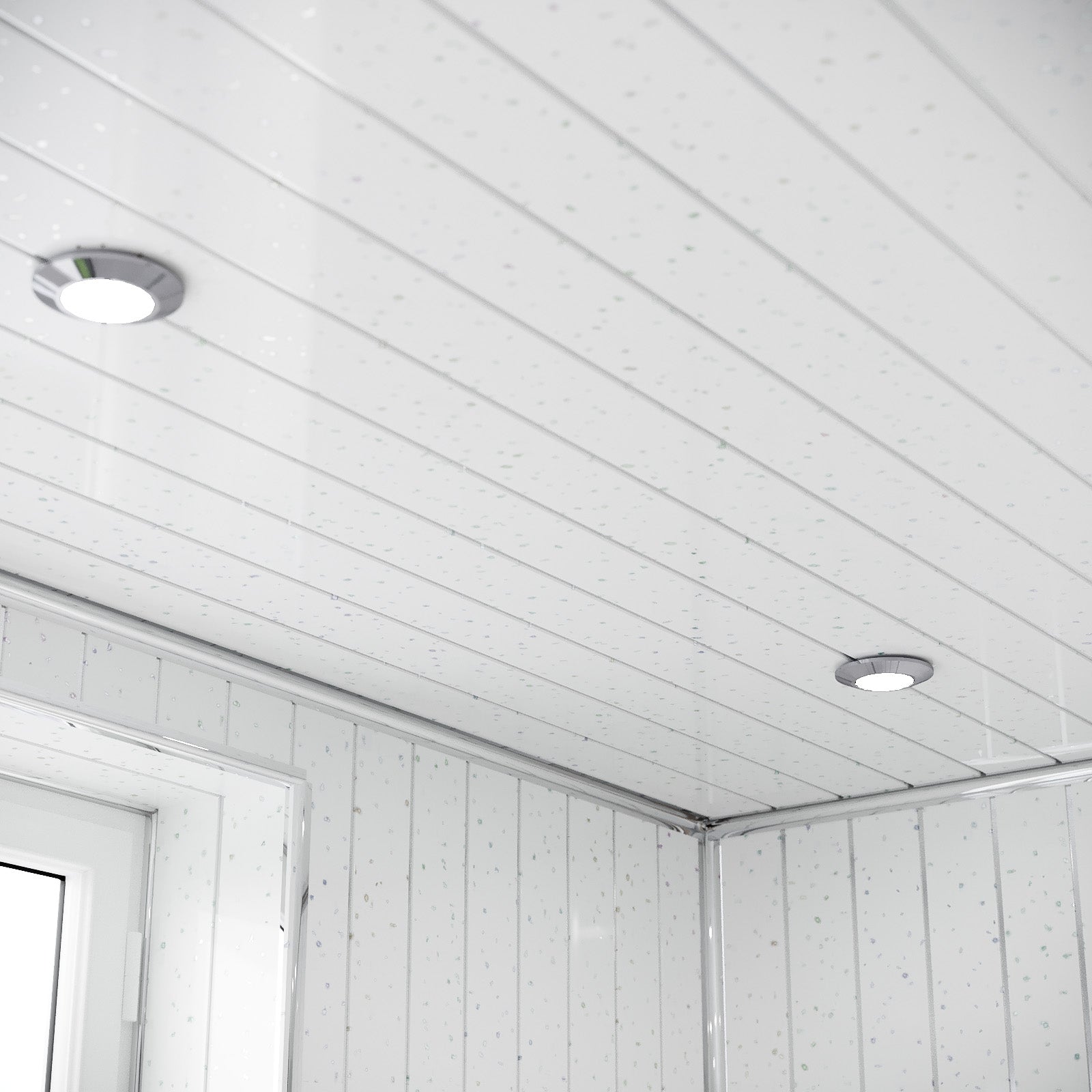 PVC Panel  White Galaxy Silver 200mm x 2700mm x 6mm (Pack Of 5)