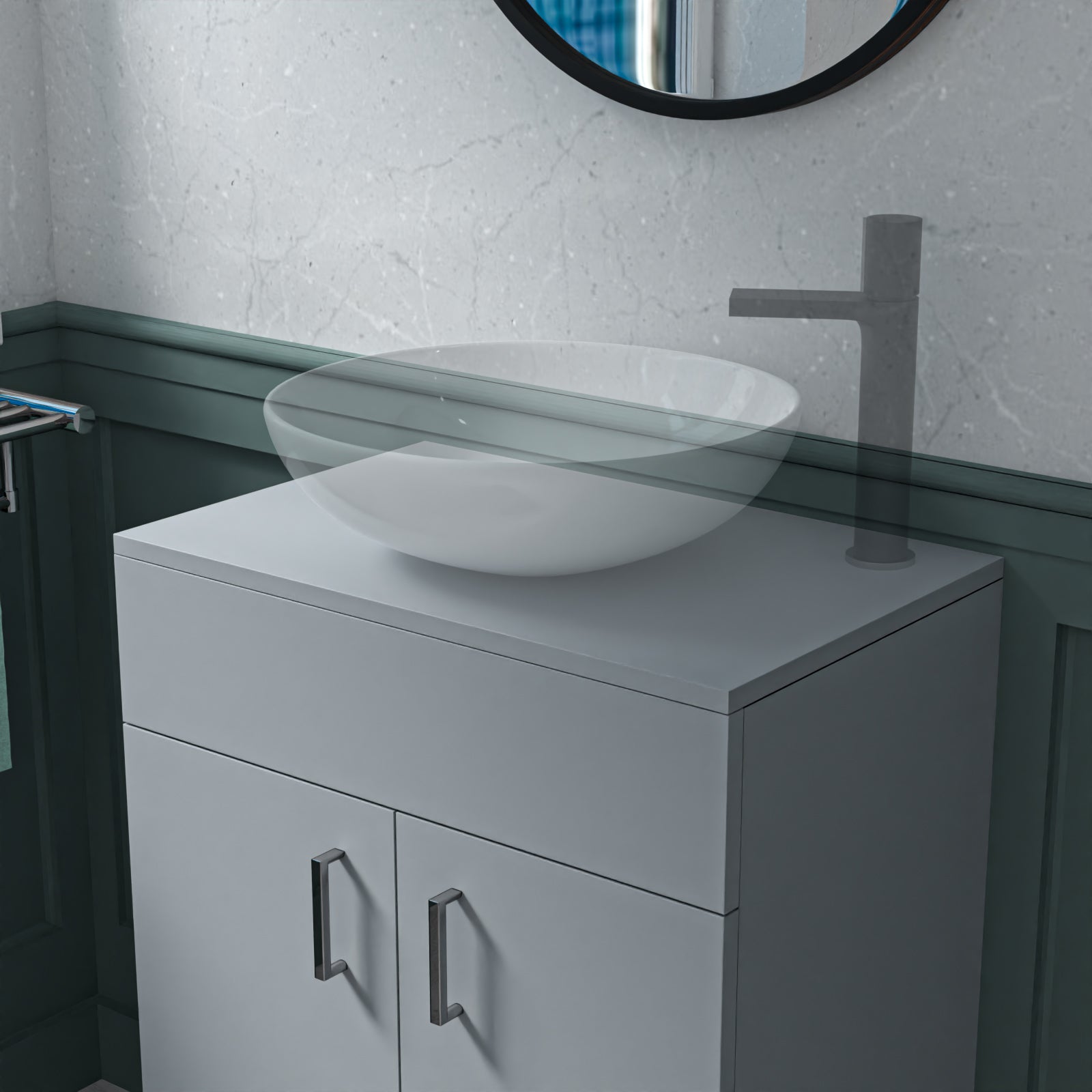 600mm Grey Moisture Resistant Vanity Cabinet Worktop