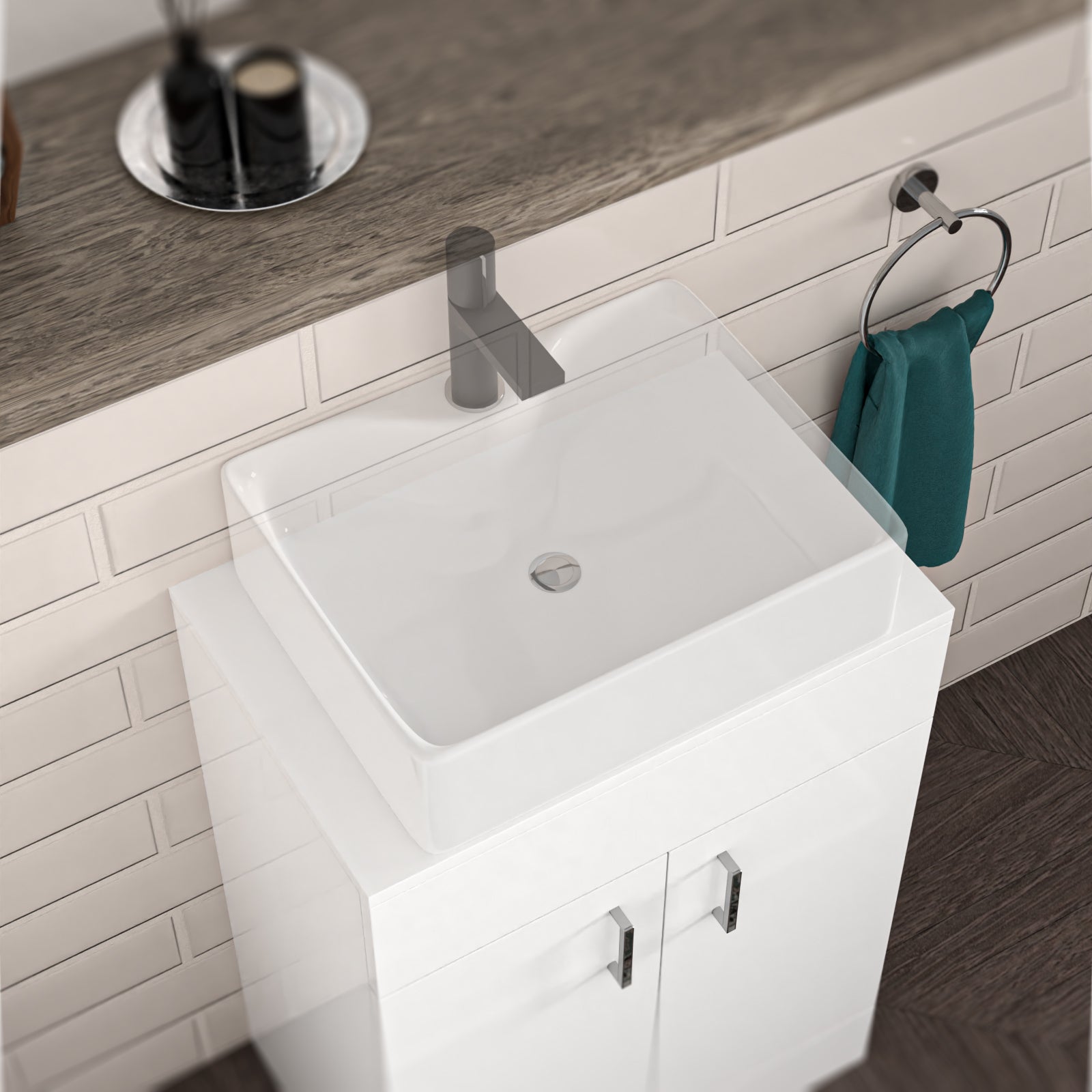 600mm White Moisture Resistant Vanity Cabinet Worktop