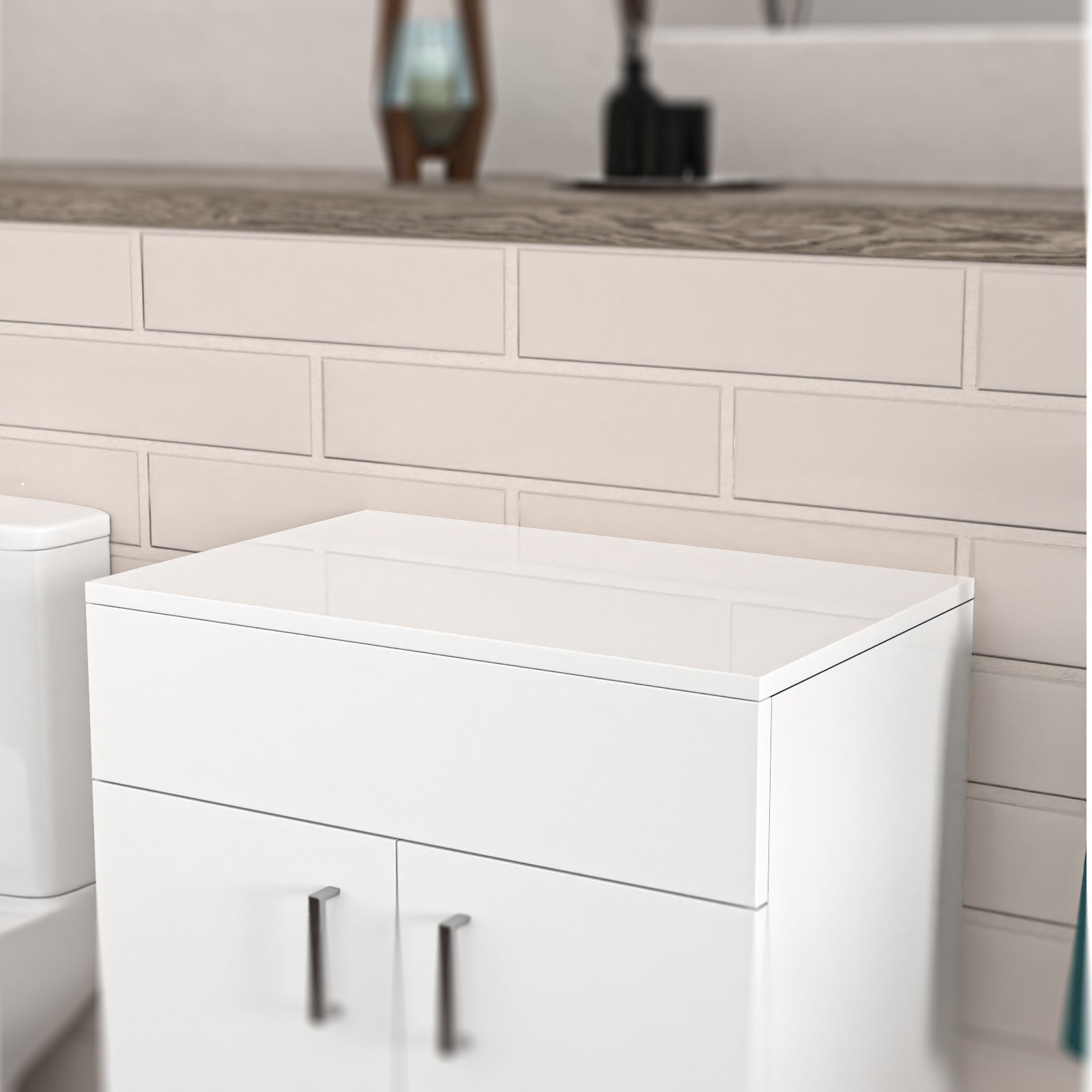 600mm White Moisture Resistant Vanity Cabinet Worktop