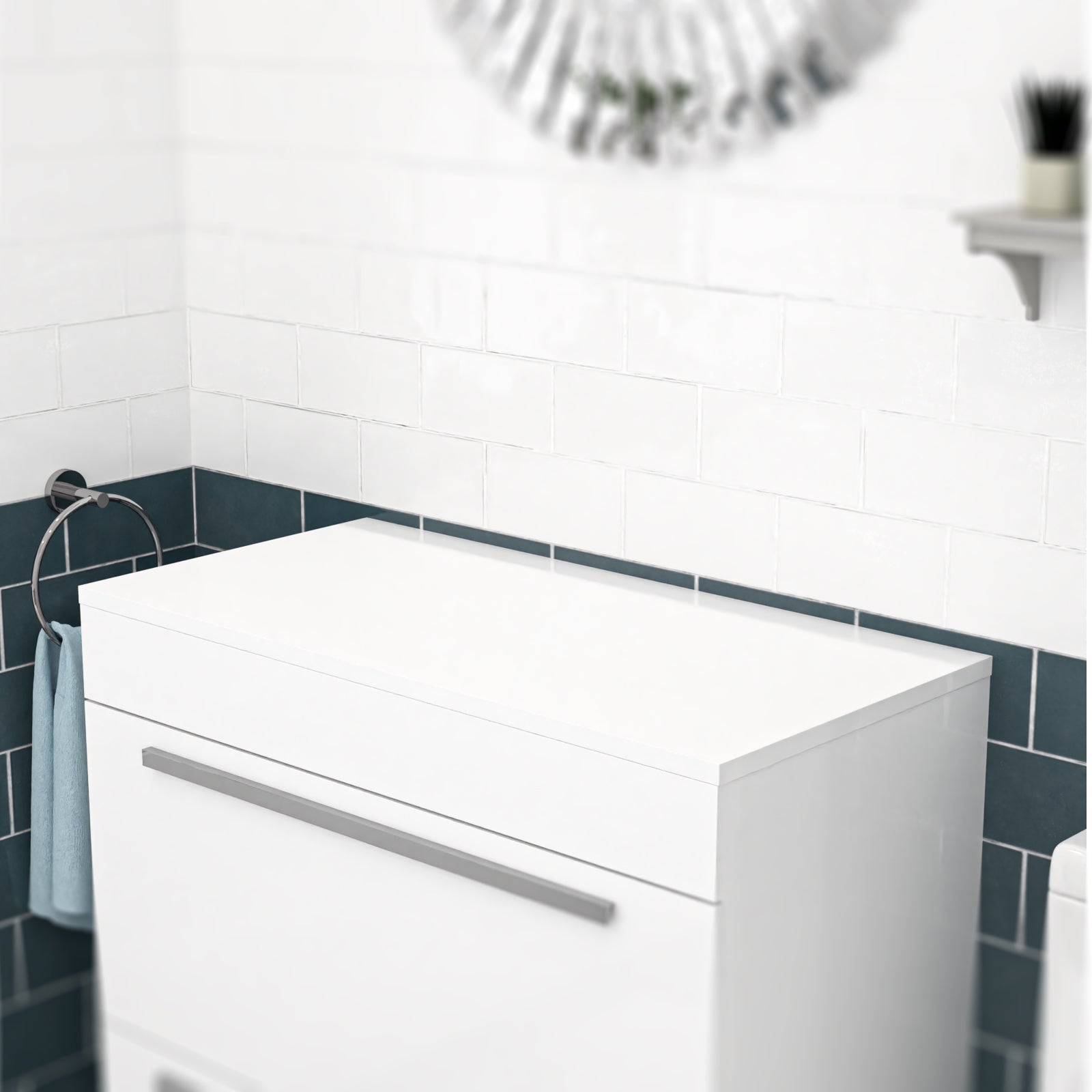 800mm White Moisture Resistant Vanity Cabinet Worktop