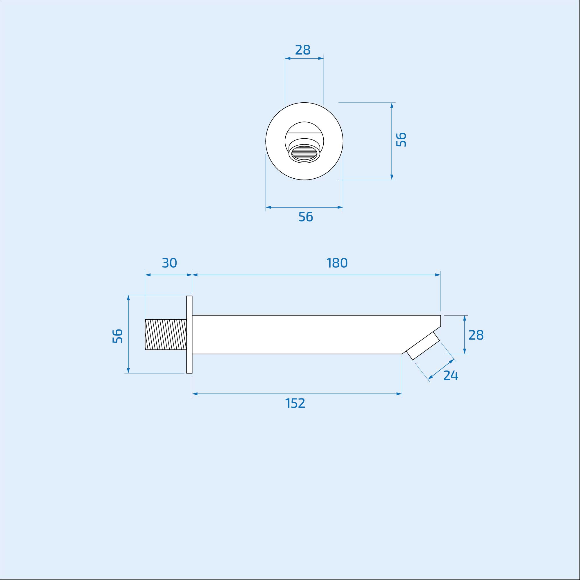 Modern Round Wall Mounted Chrome Bath Filler Spout