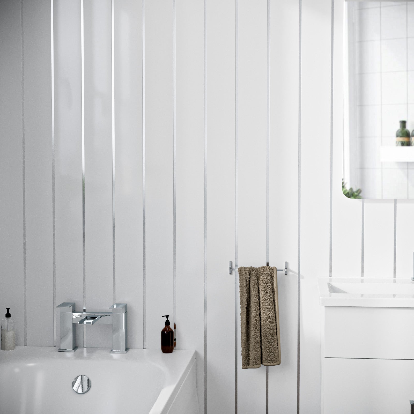 PVC Panel Gloss White Silver 200mm x 2700mm x 6mm (Pack Of 5)