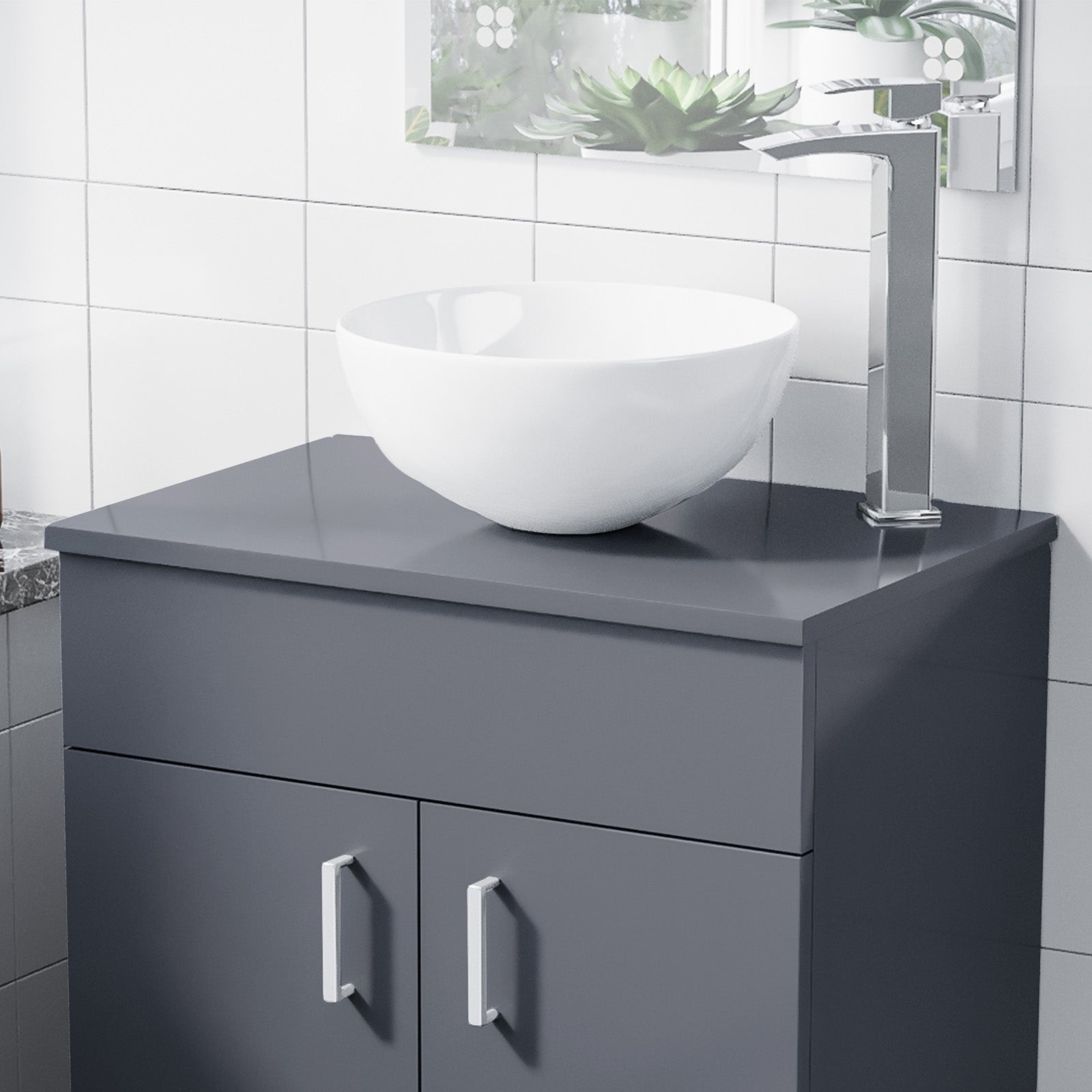 Napton 500mm Gloss Grey MDF Bathroom Worktop For Vanity Cabinet