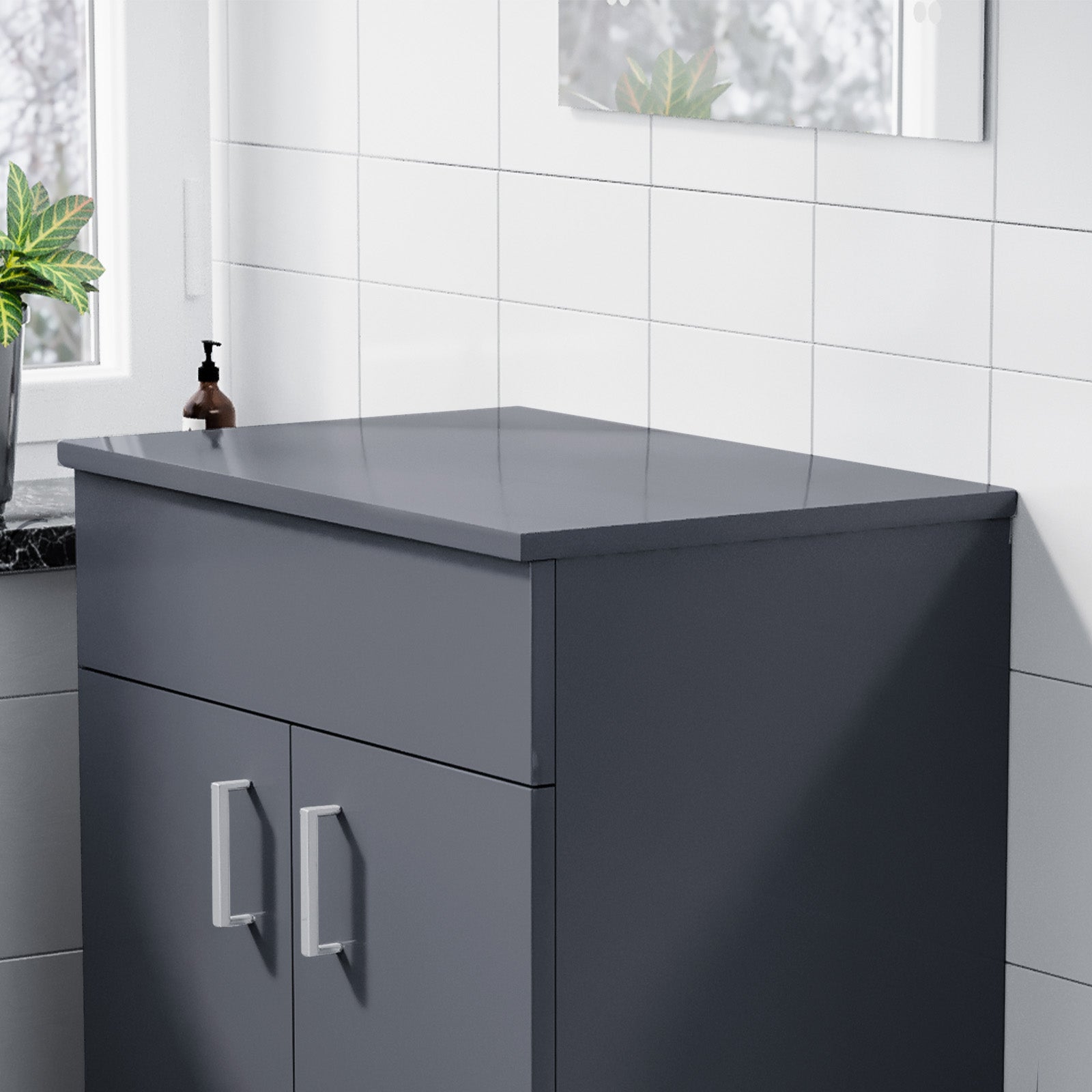 Napton 500mm Gloss Grey MDF Bathroom Worktop For Vanity Cabinet