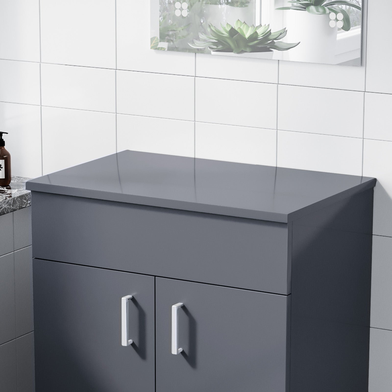 Napton 500mm Gloss Grey MDF Bathroom Worktop For Vanity Cabinet