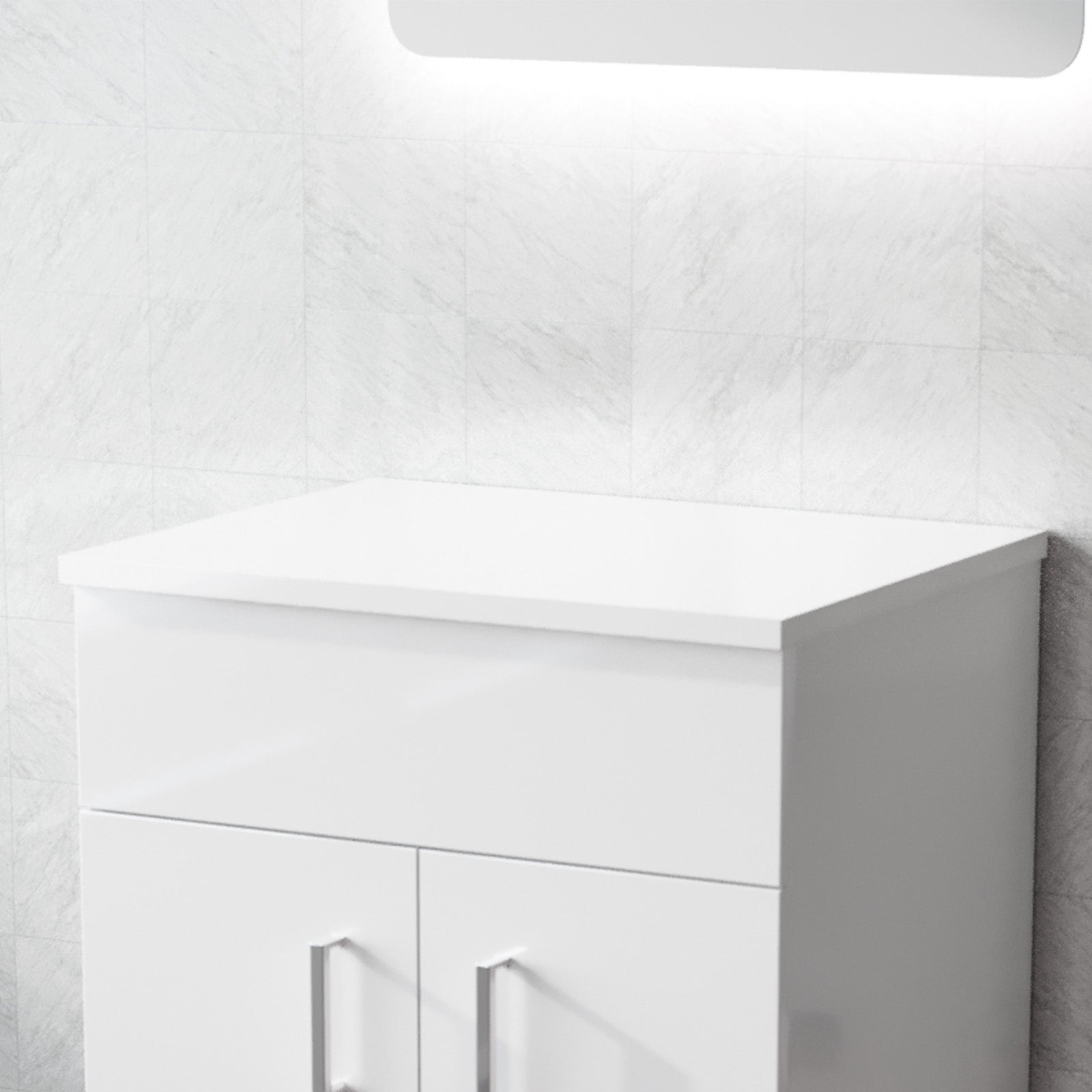 Napton 505mm Gloss White MDF Bathroom Worktop For Vanity Cabinet