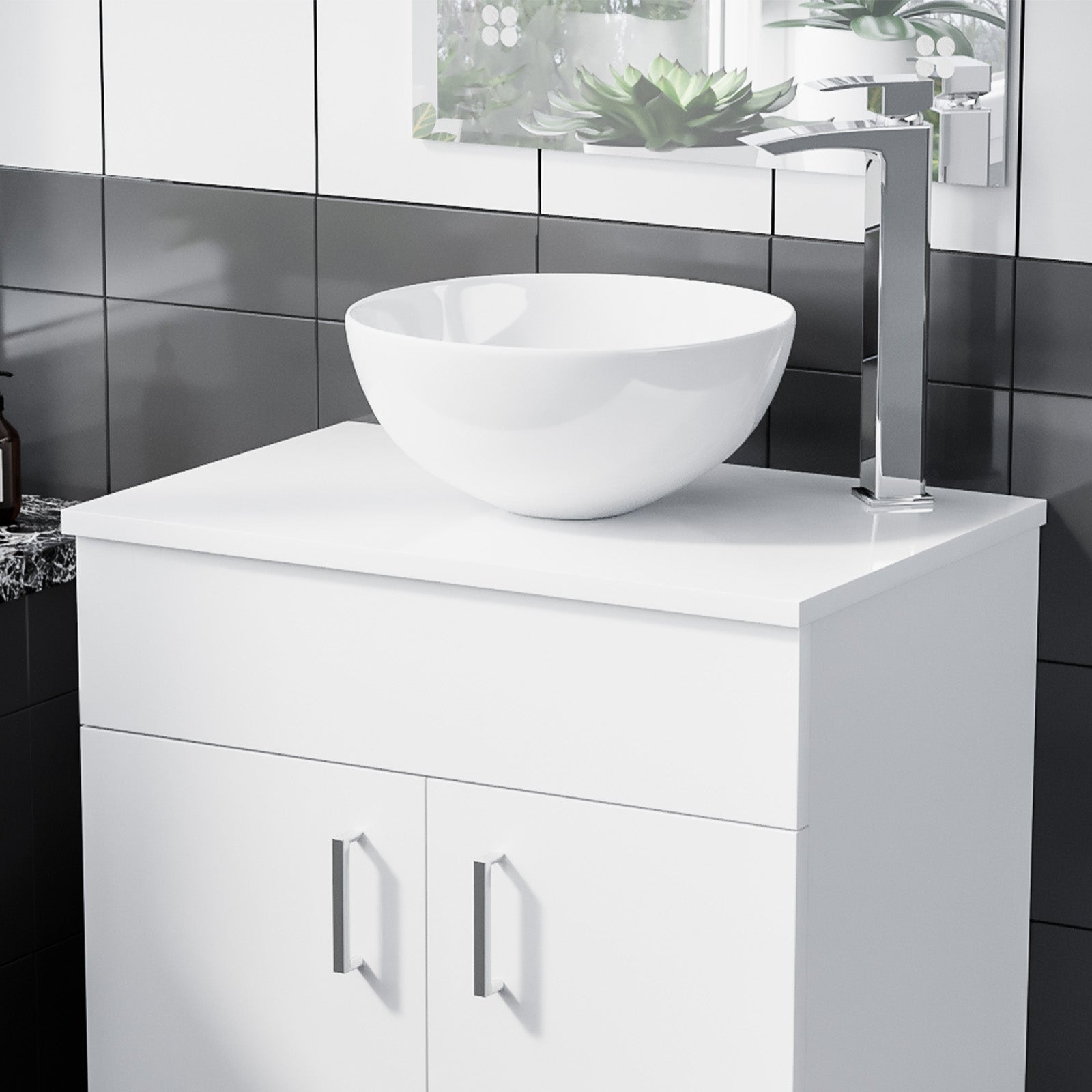 Frankton 605mm Gloss White MDF Bathroom Worktop For Vanity Cabinet