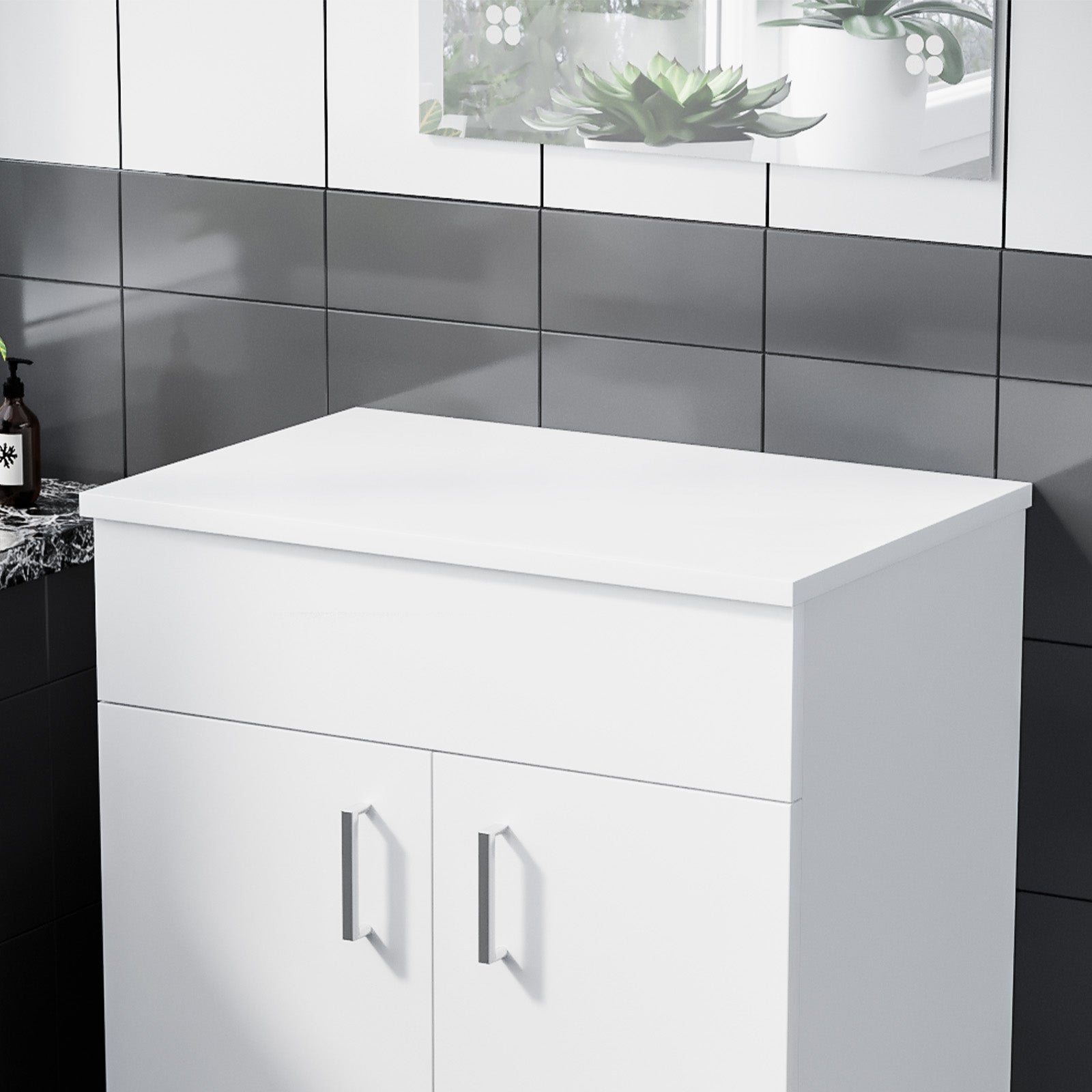 Frankton 605mm Gloss White MDF Bathroom Worktop For Vanity Cabinet