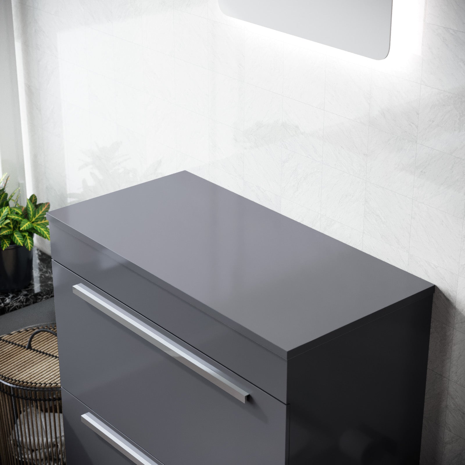 Napton 800mm Gloss Grey MDF Bathroom Worktop For Vanity Cabinet