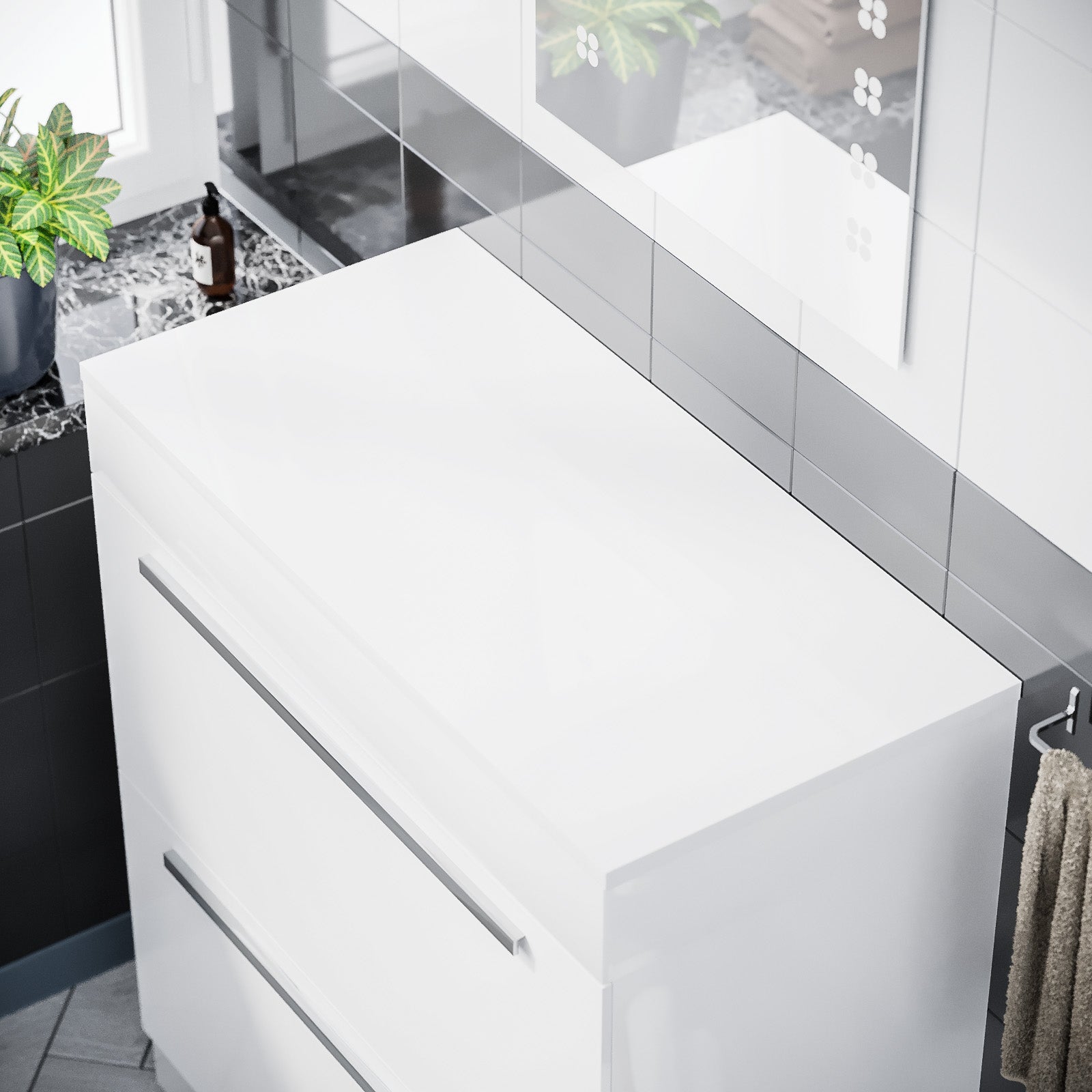 Kendal 805mm Gloss White MDF Bathroom Worktop For Vanity Cabinet