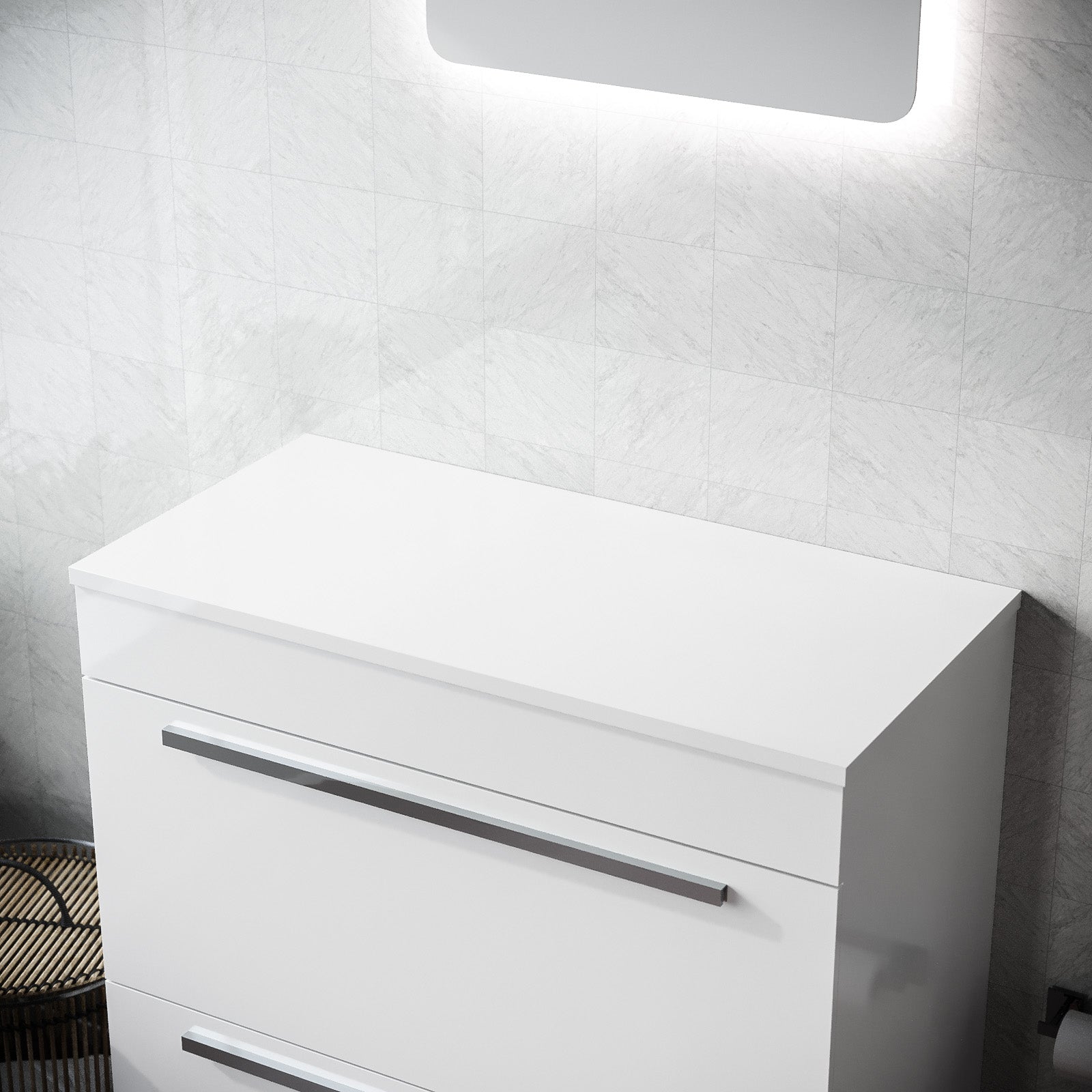 Kendal 805mm Gloss White MDF Bathroom Worktop For Vanity Cabinet