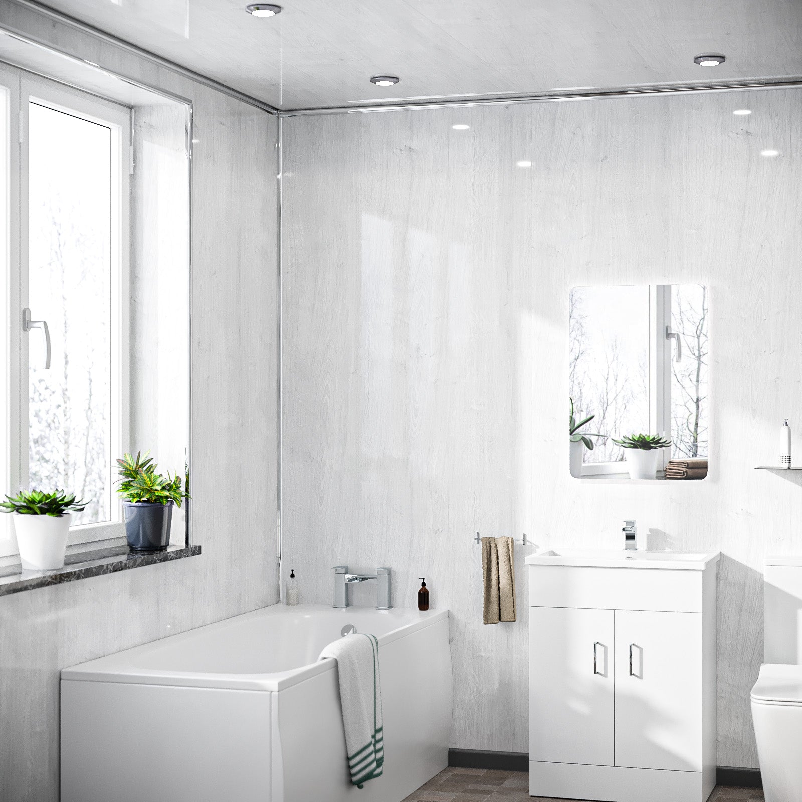 PVC Panel White Wood Gloss 250mm X 2700mm X 5mm (Pack Of 4)