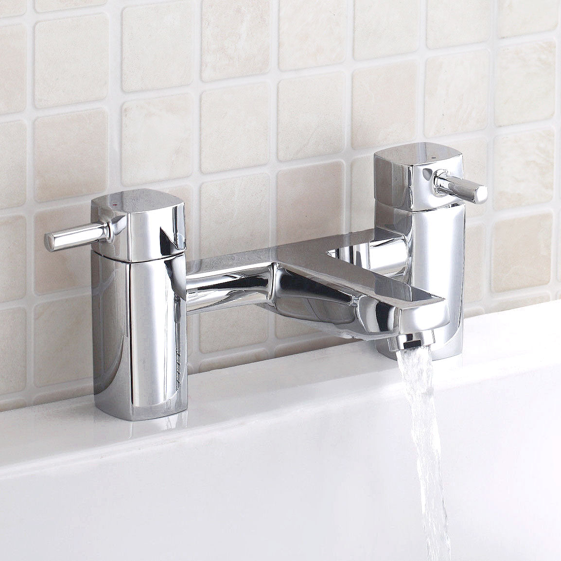 Boston Contemporary Design Deck Mounted Bridge Chrome Bath Filler Tap