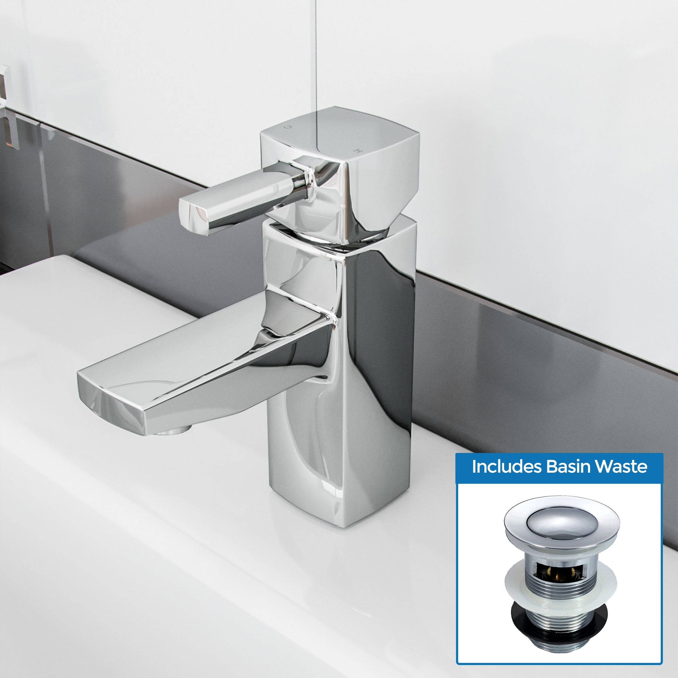 Boston Bathroom Basin Sink Mono Mixer Tap Chrome Solid Brass Ceramic Discs