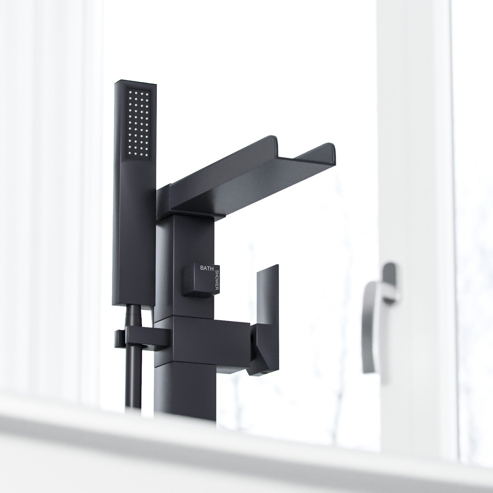 Ozone Waterfall Freestanding Bath Shower Mixer Tap Matte Black