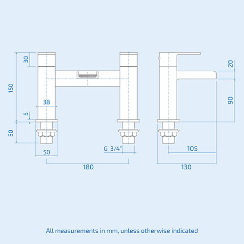 Cann L-Shaped Shower Bath with Vanity Unit, Rimless Toilet, Taps & Shower