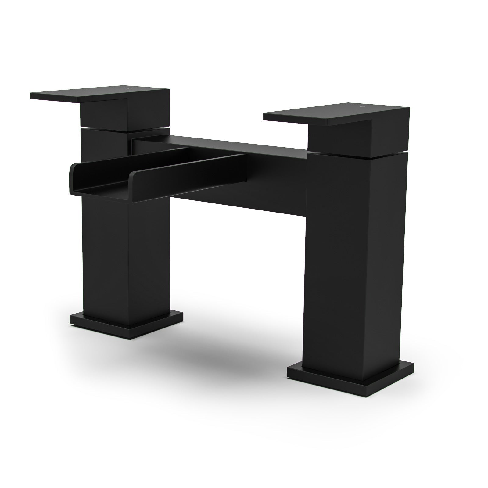 Small Bathroom Suite - Alaska Vanity Set with Toilet & L-Shaped LH 1500mm Shower Bath - Complete Set with Black Fittings