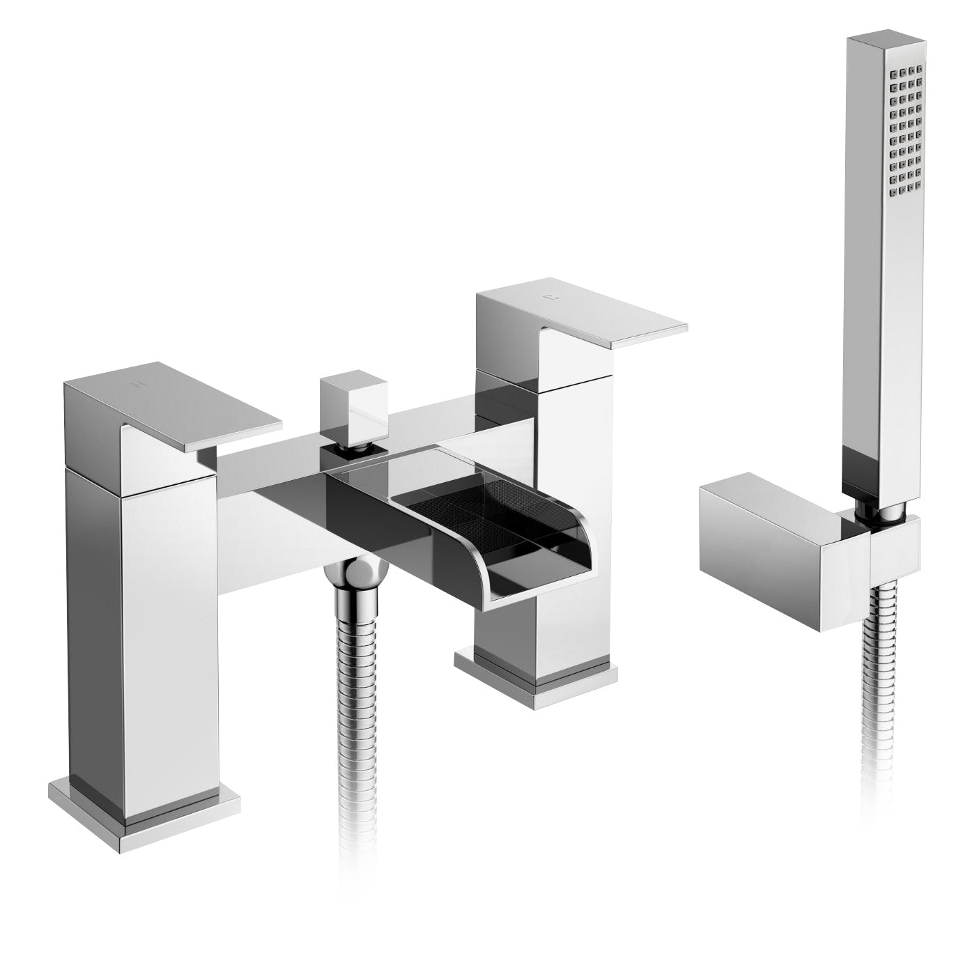 Ozone Contemporary Waterfall Bath Shower And Basin Sink Mono Mixer Tap Set