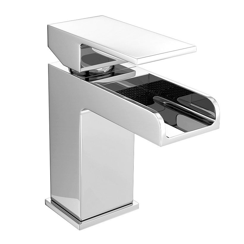 Ozone Contemporary Chrome Waterfall Cloakroom Basin Mono Mixer & Waste