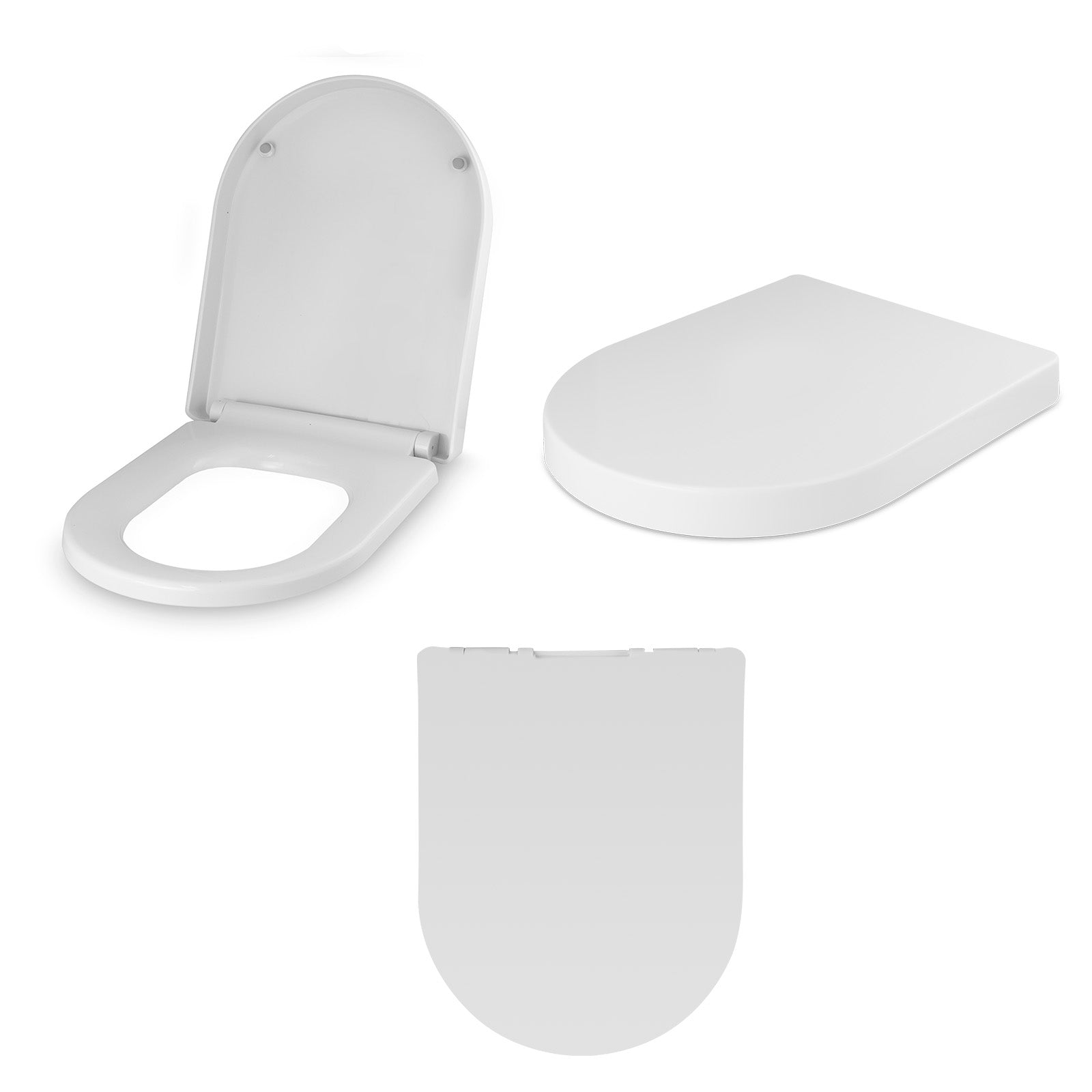 Bathroom Modern D Shape Soft Close White Toilet Seat 360mm X 460mm