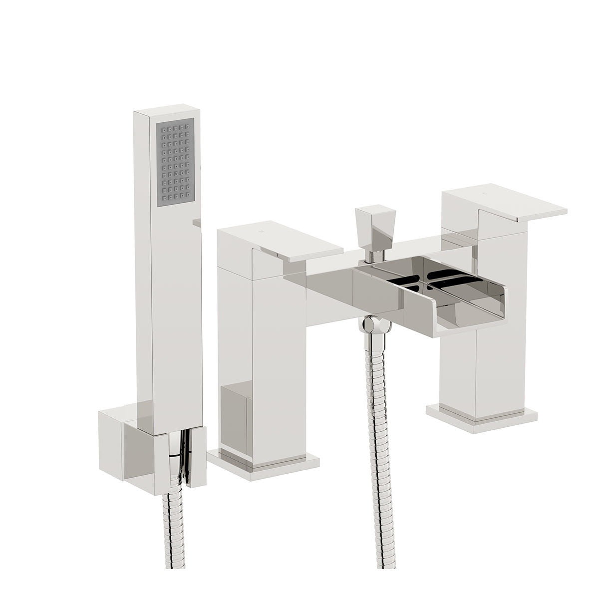 Chrome Modern Waterfall Bath Shower Mixer Tap with Handset Kit