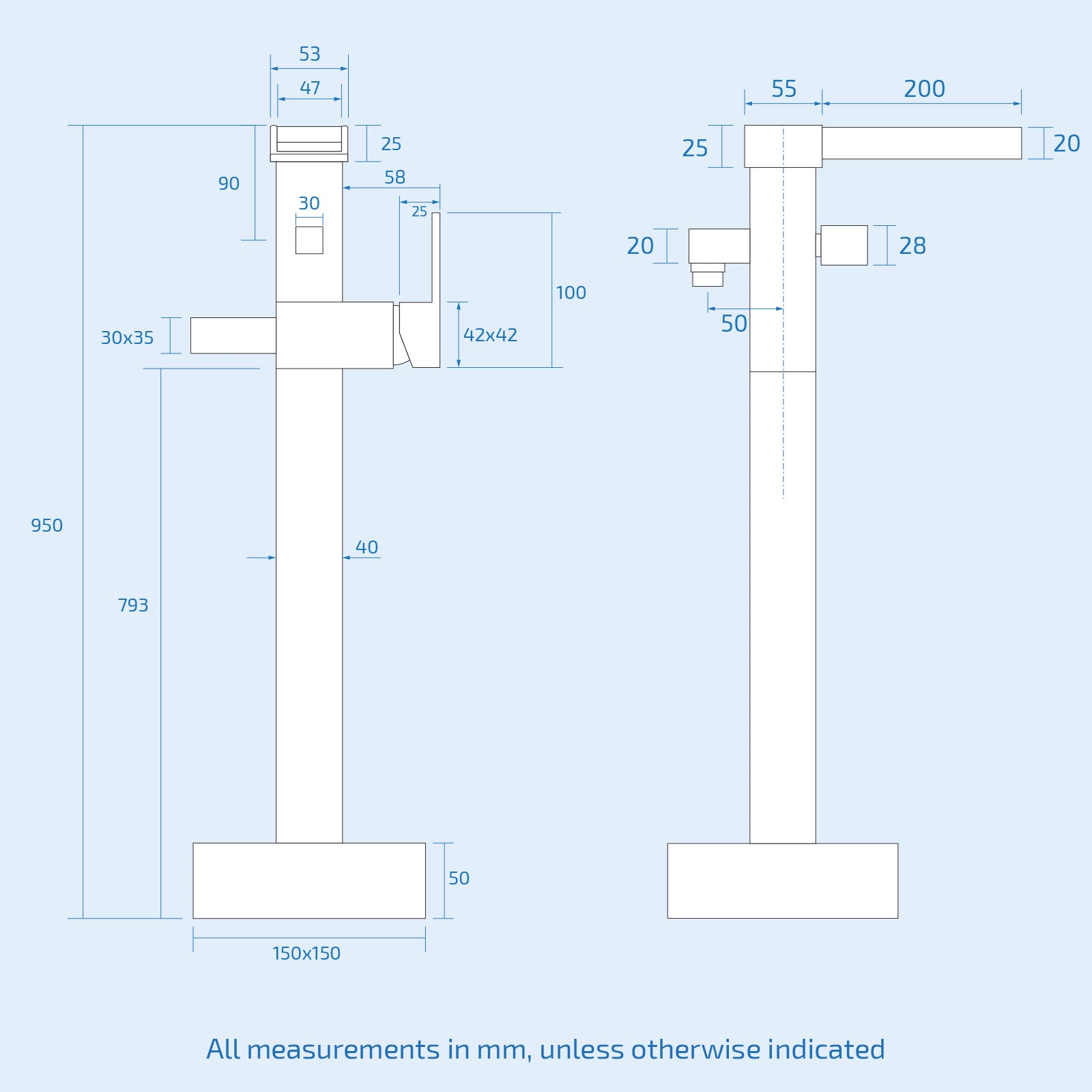 Ozone Chrome Square Freestanding Waterfall Bath Shower Mixer Modern Bathroom