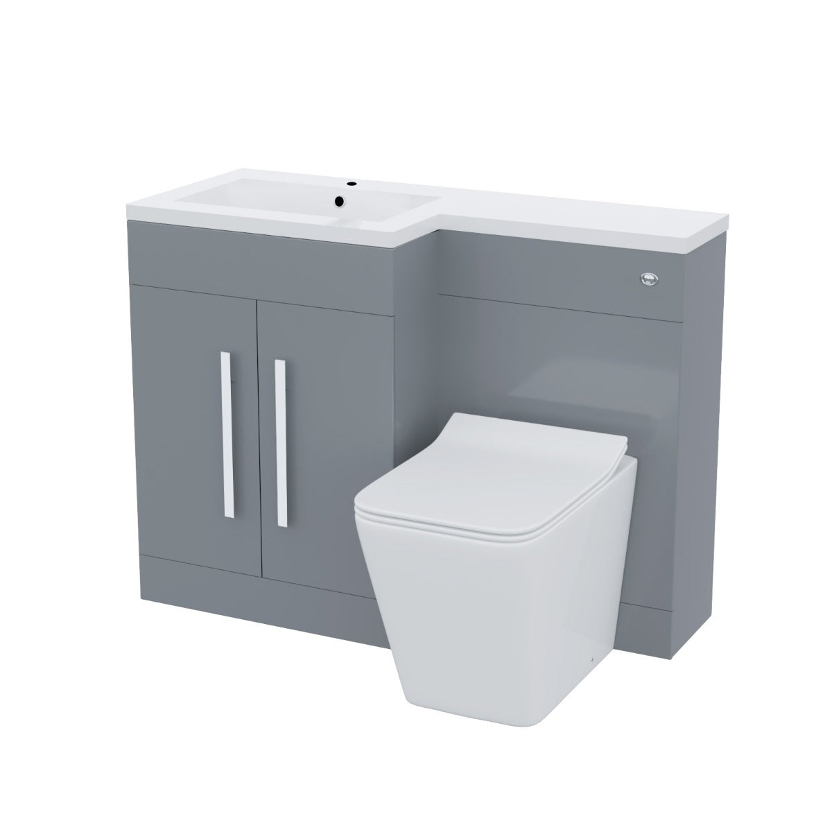 Aric Grey 1100mm LH Basin Sink Vanity Cabinet with BTW Toilet Flat Pack