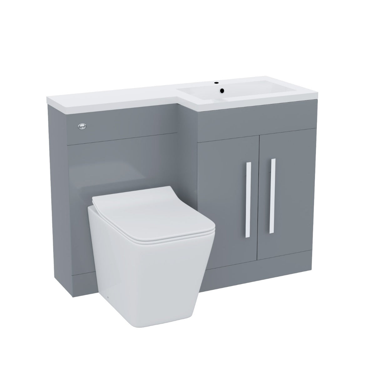 Aric Grey 1100mm RH Basin Sink Vanity Cabinet with BTW Toilet Flat Pack