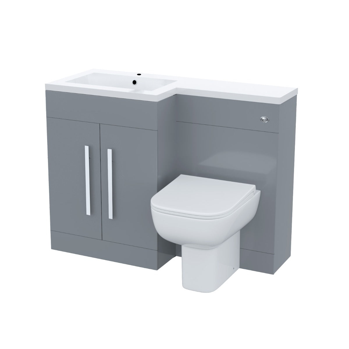 Aric Grey LH Vanity Cabinet Basin Sink 1100mm & BTW WC Toilet Flat Pack