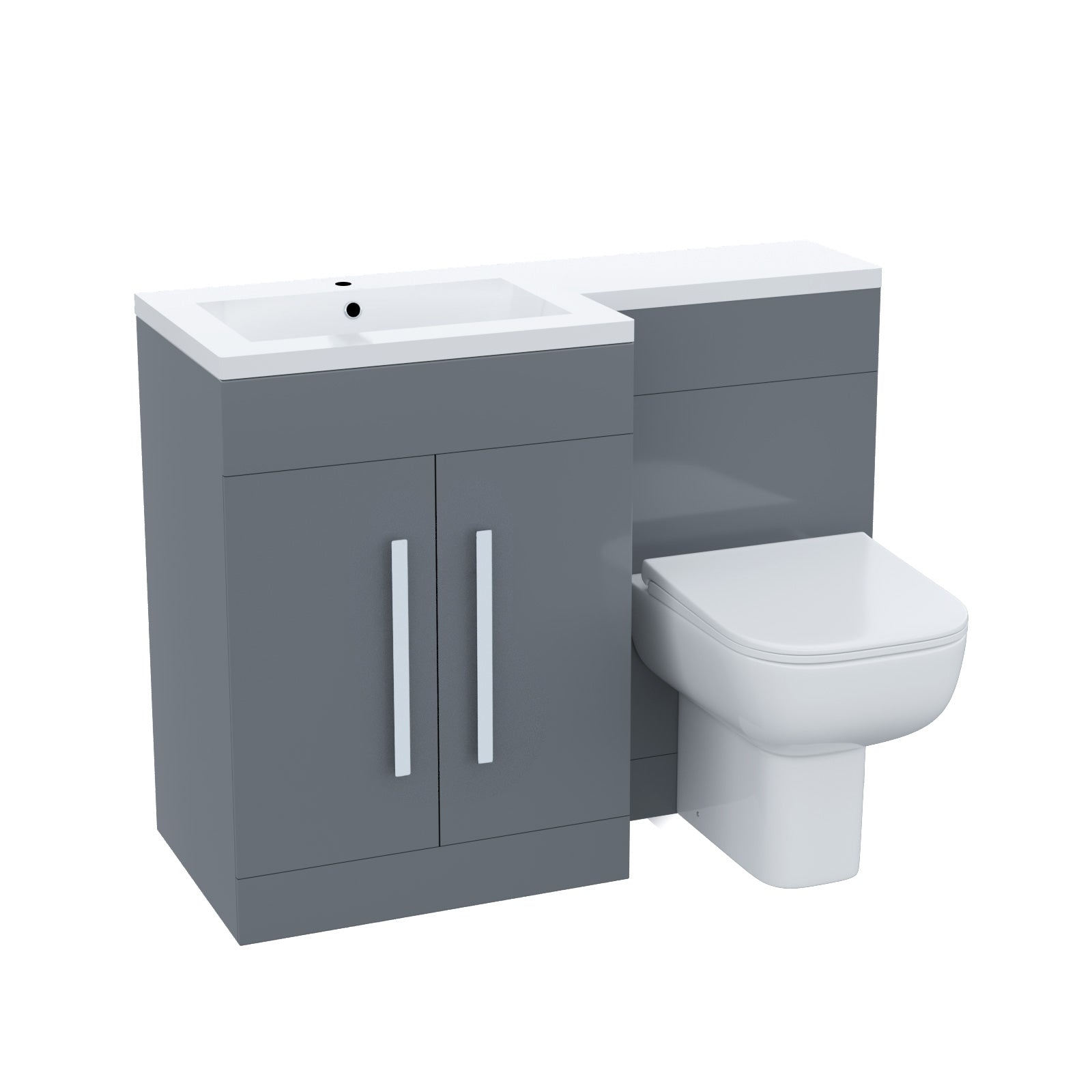 Aric Dark Grey LH Vanity Cabinet Basin Sink 1100mm and BTW WC Toilet