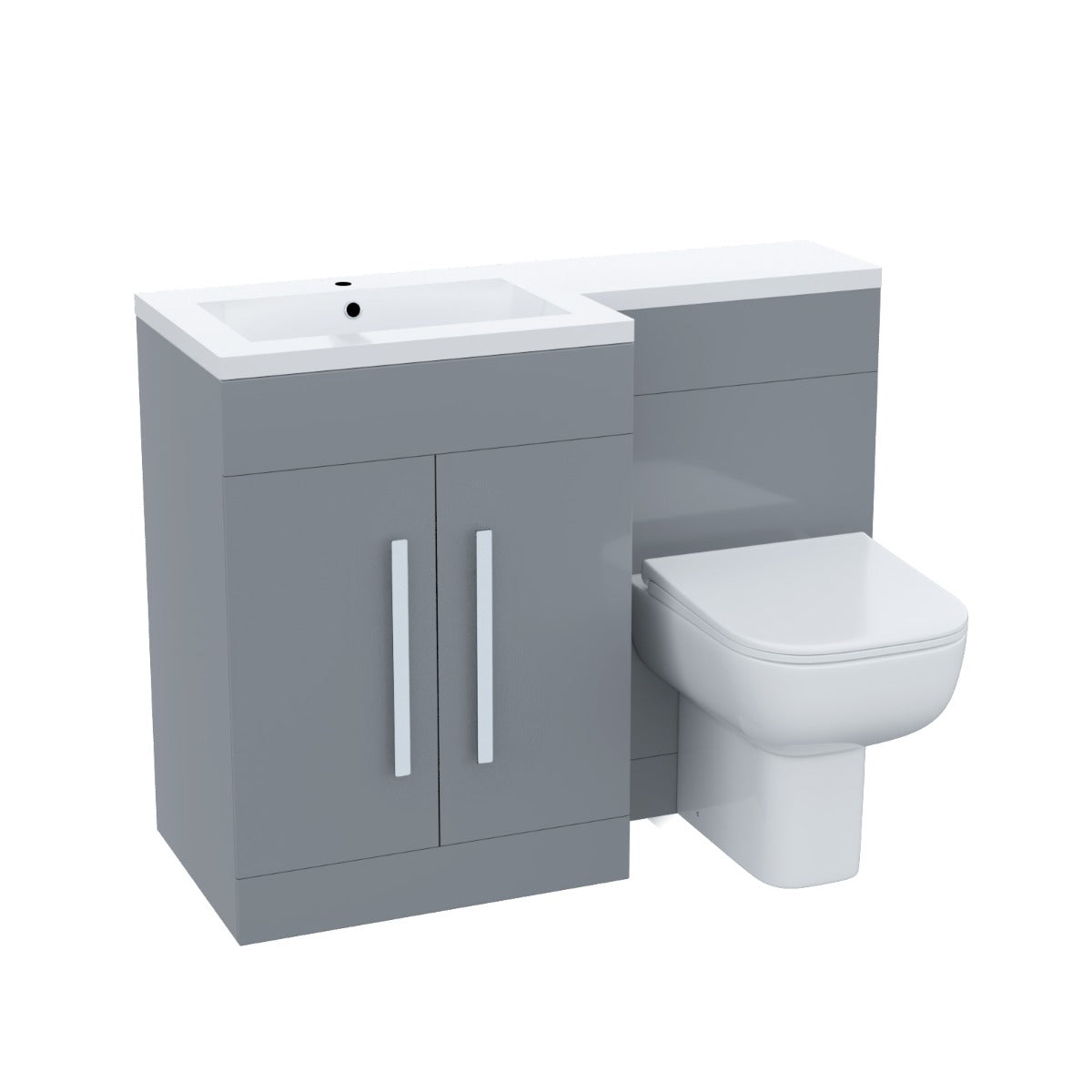 Aric Grey LH Vanity Cabinet Basin Sink 1100mm & BTW WC Toilet Flat Pack