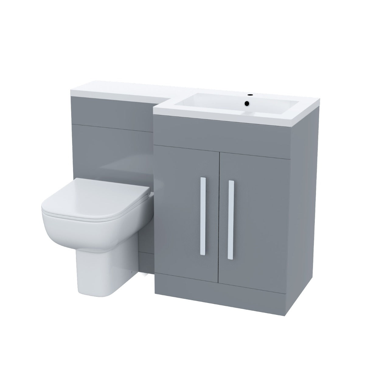 Aric Grey RH Vanity Cabinet Basin Sink 1100mm & BTW WC Toilet Flat Pack