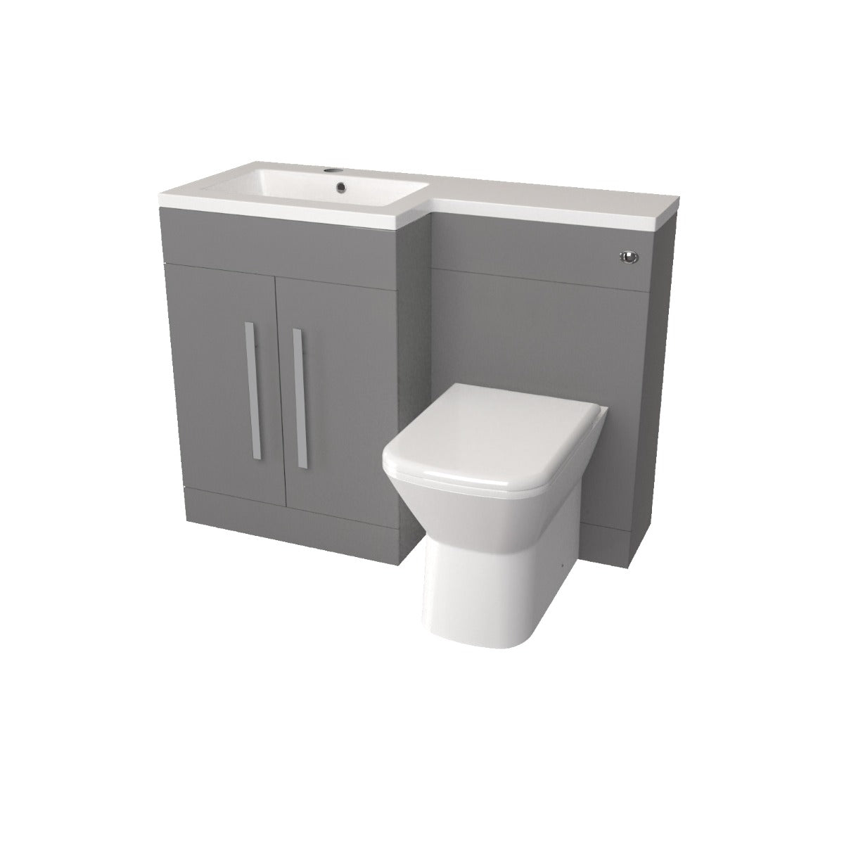 Aric 1100mm Vanity Basin Unit, WC Unit & Louis Back To Wall Toilet Grey