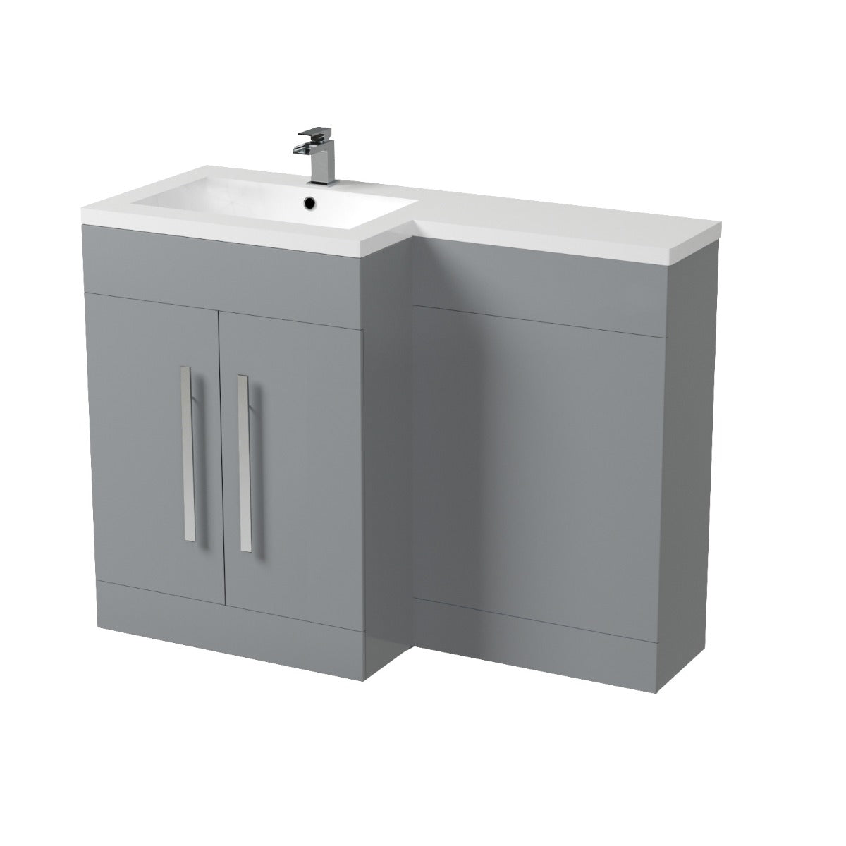 Aric Grey LH Vanity Cabinet Basin Sink 1100mm & BTW WC Toilet Flat Pack